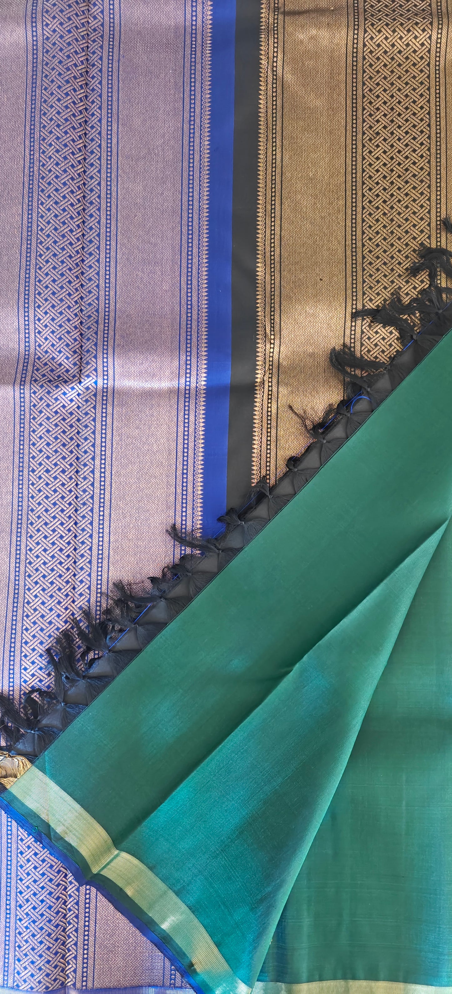 Dark Green Double Pallu -Kanjivaram Silk Saree