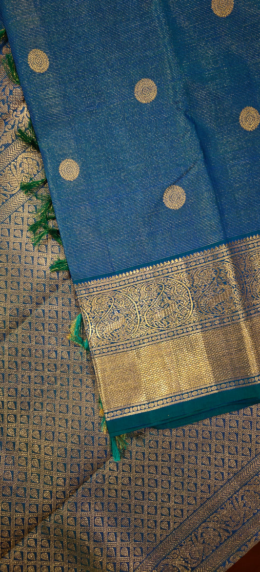 Kalyana Edit - Peacock blue kanjivaram silk saree