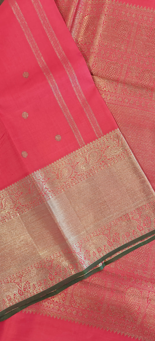 Crimson red kanjivaram silk sari