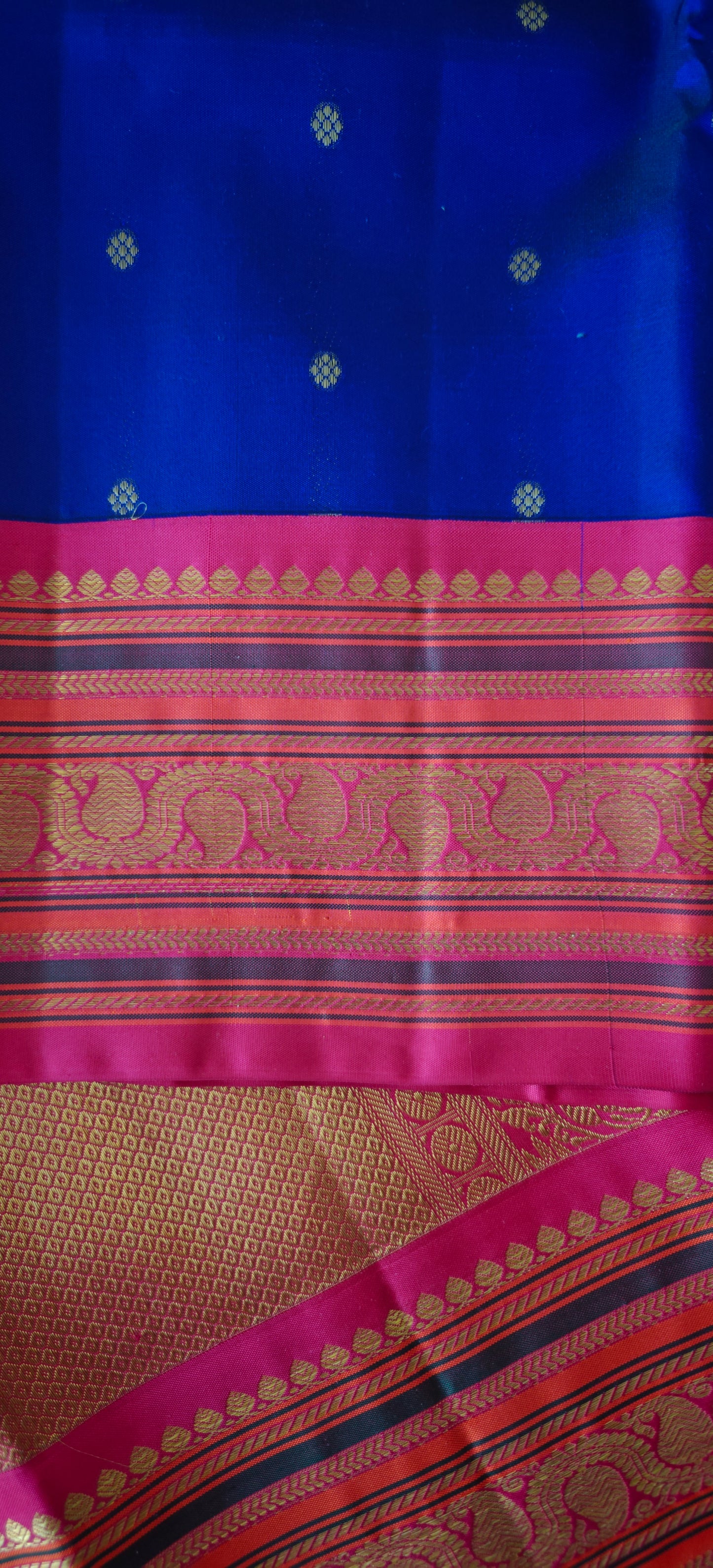 Ink blue with rani pink-Kanjivaram Silk Saree