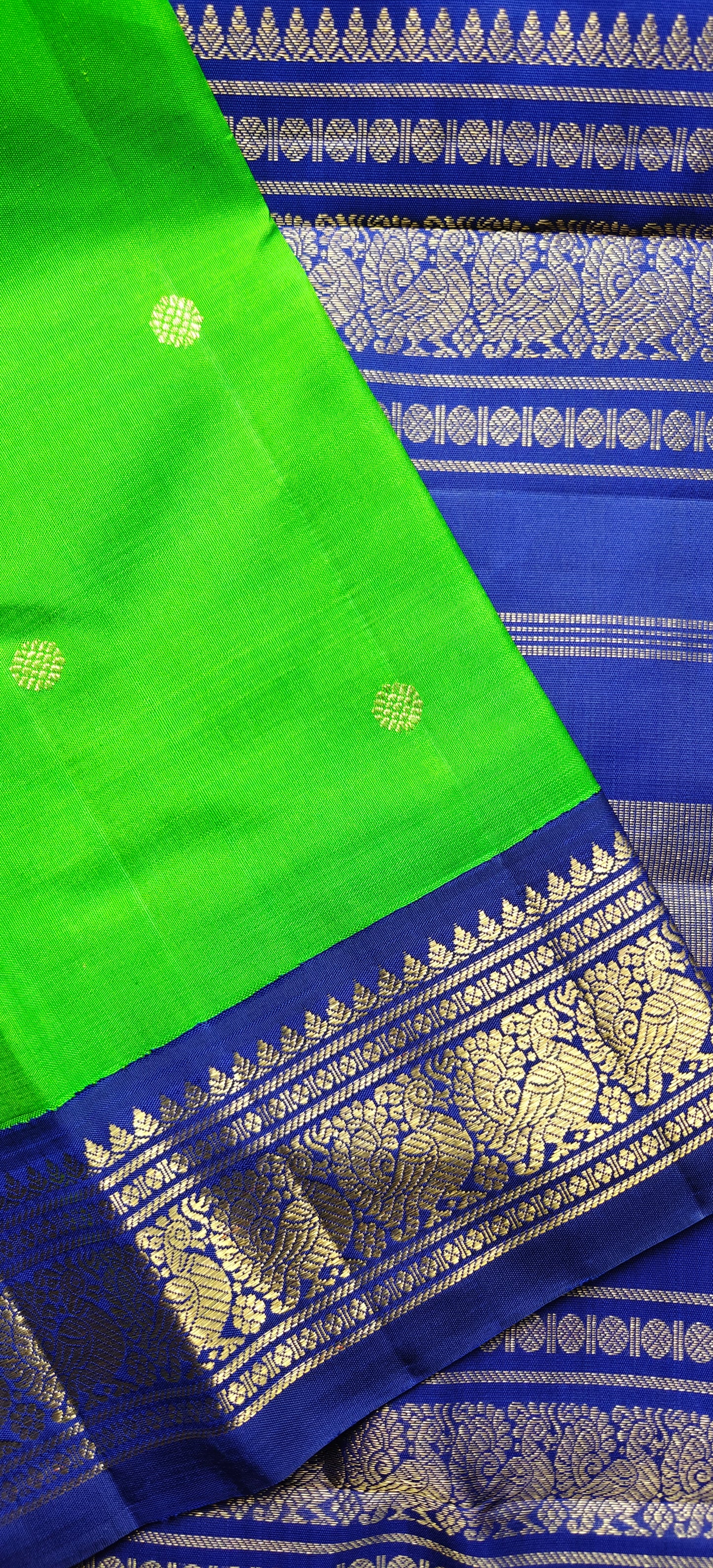 Green and Blue Kanjivaram silk saree