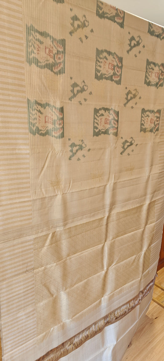 Ikkat on Kanjivaram in beige