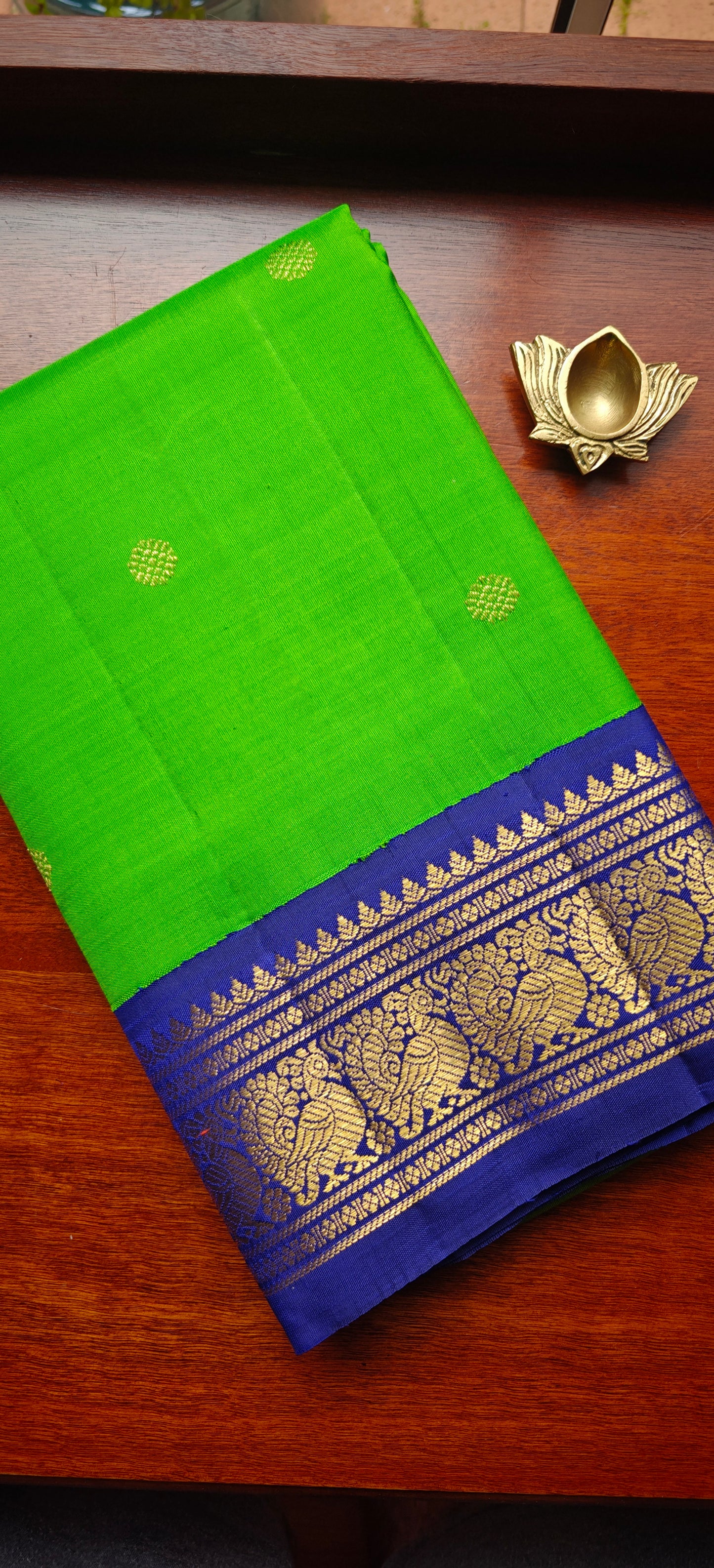Green and Blue Kanjivaram silk saree