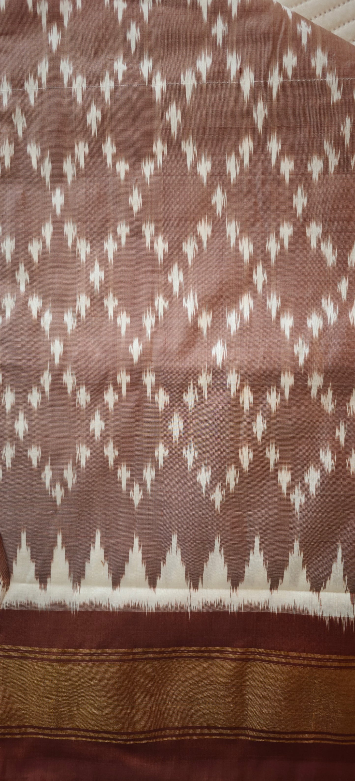 Caramel Brown Ikkat Silk Sari