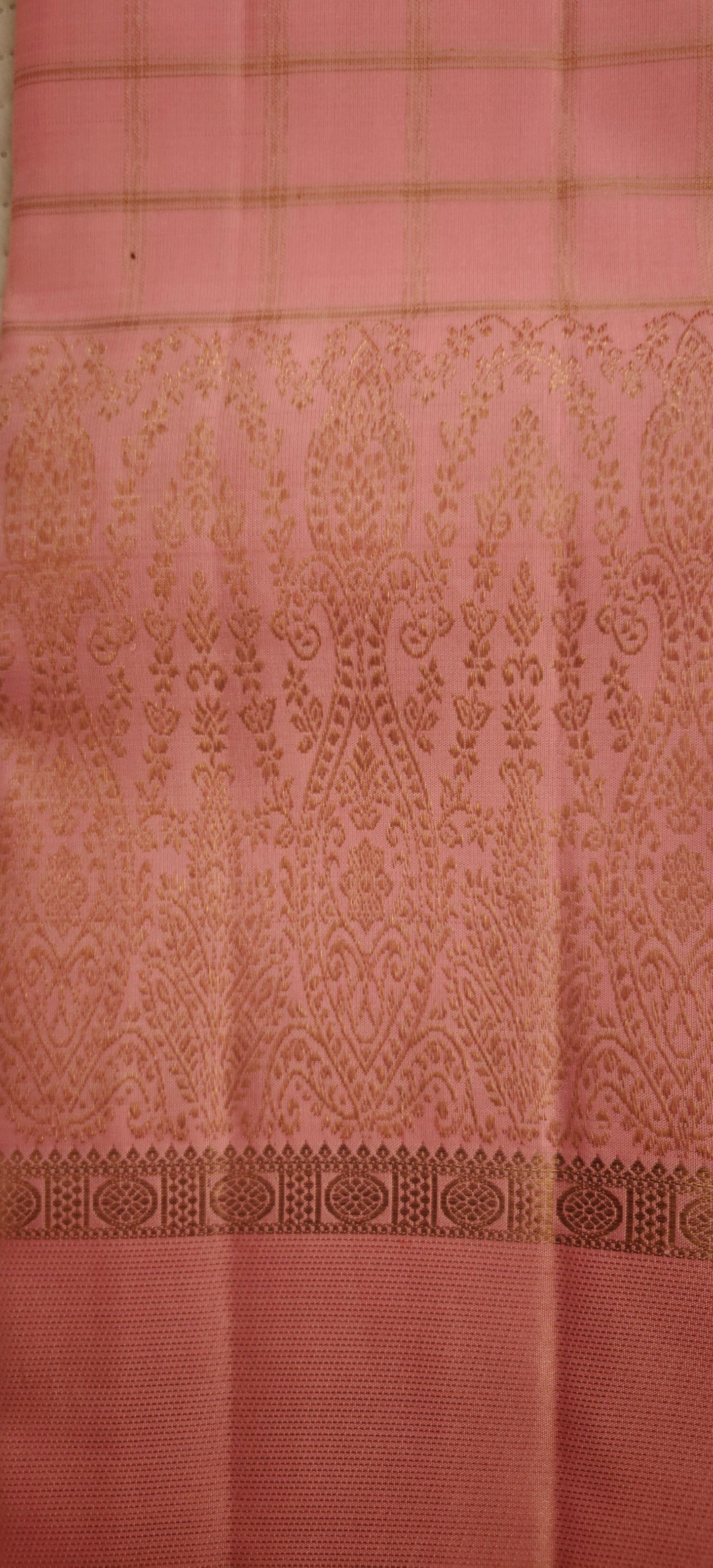 Pastel pink pure zari kanjivaram