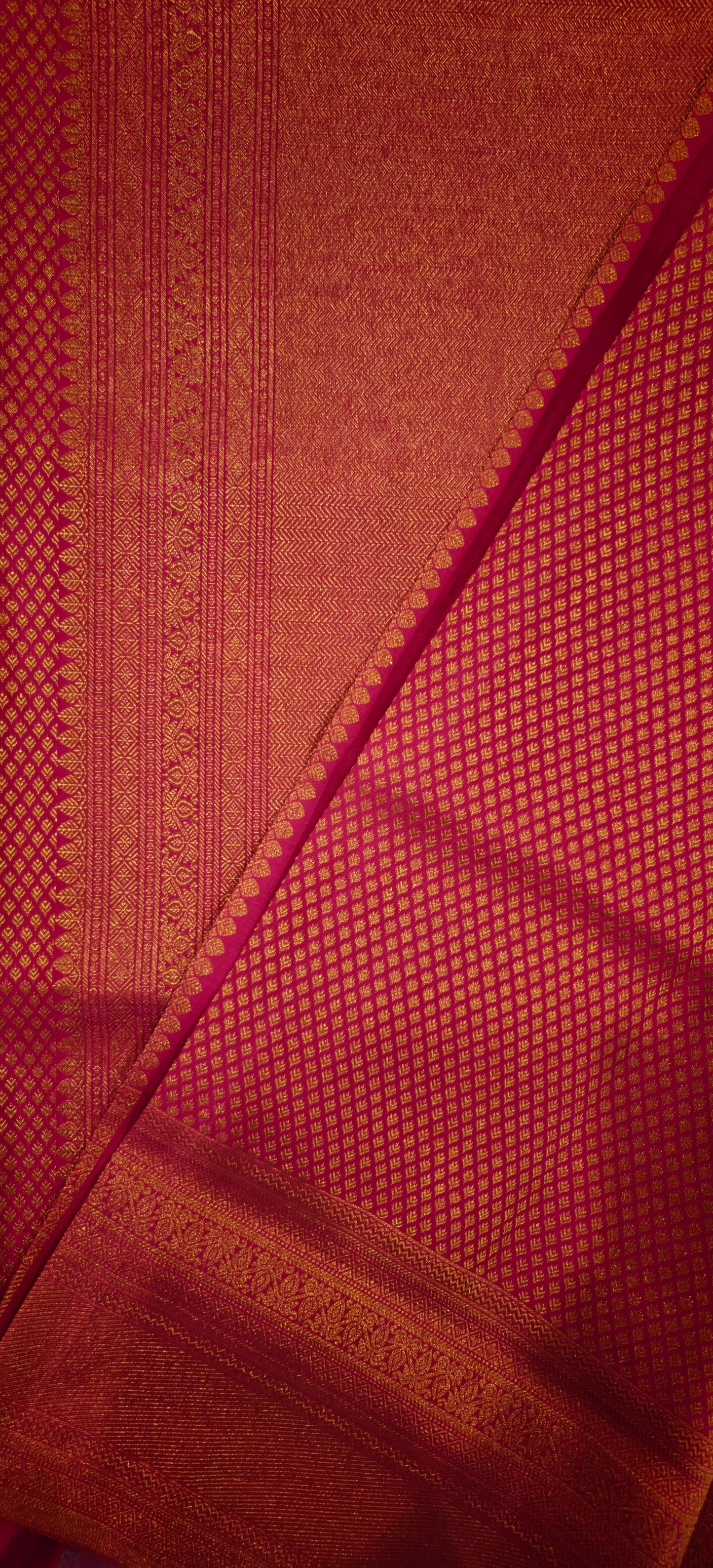 Pink and Golden Brocade Woven -Gadwal Silk Sari