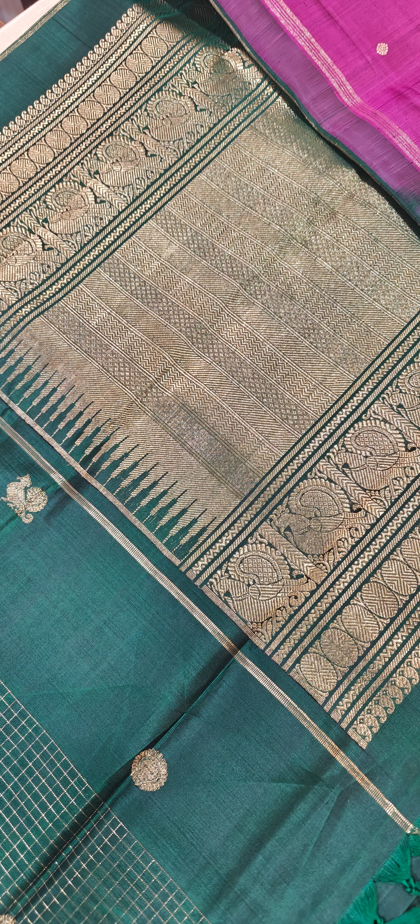 Magenta and green kanjivaram silk saree