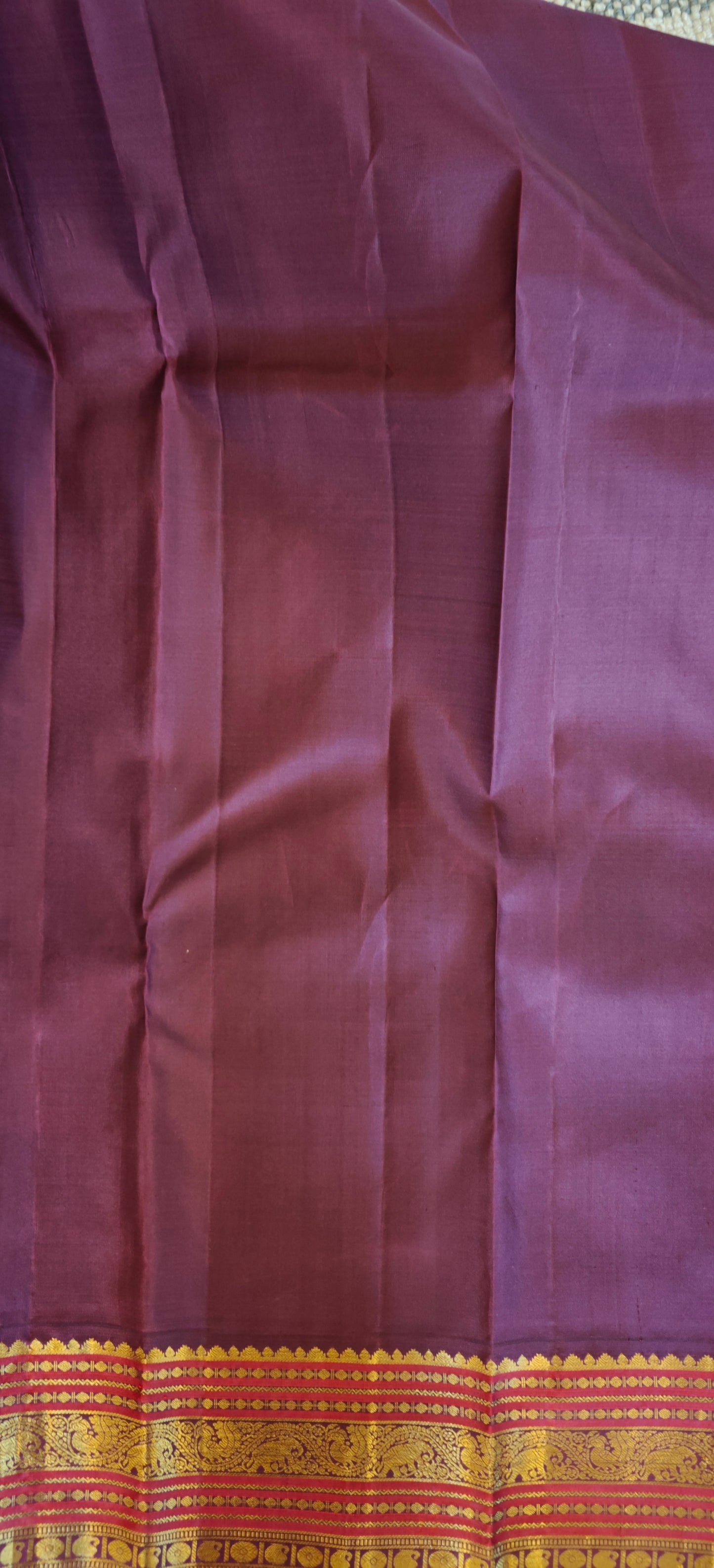 Cream and Brown korvai -Kanjivaram Silk Saree