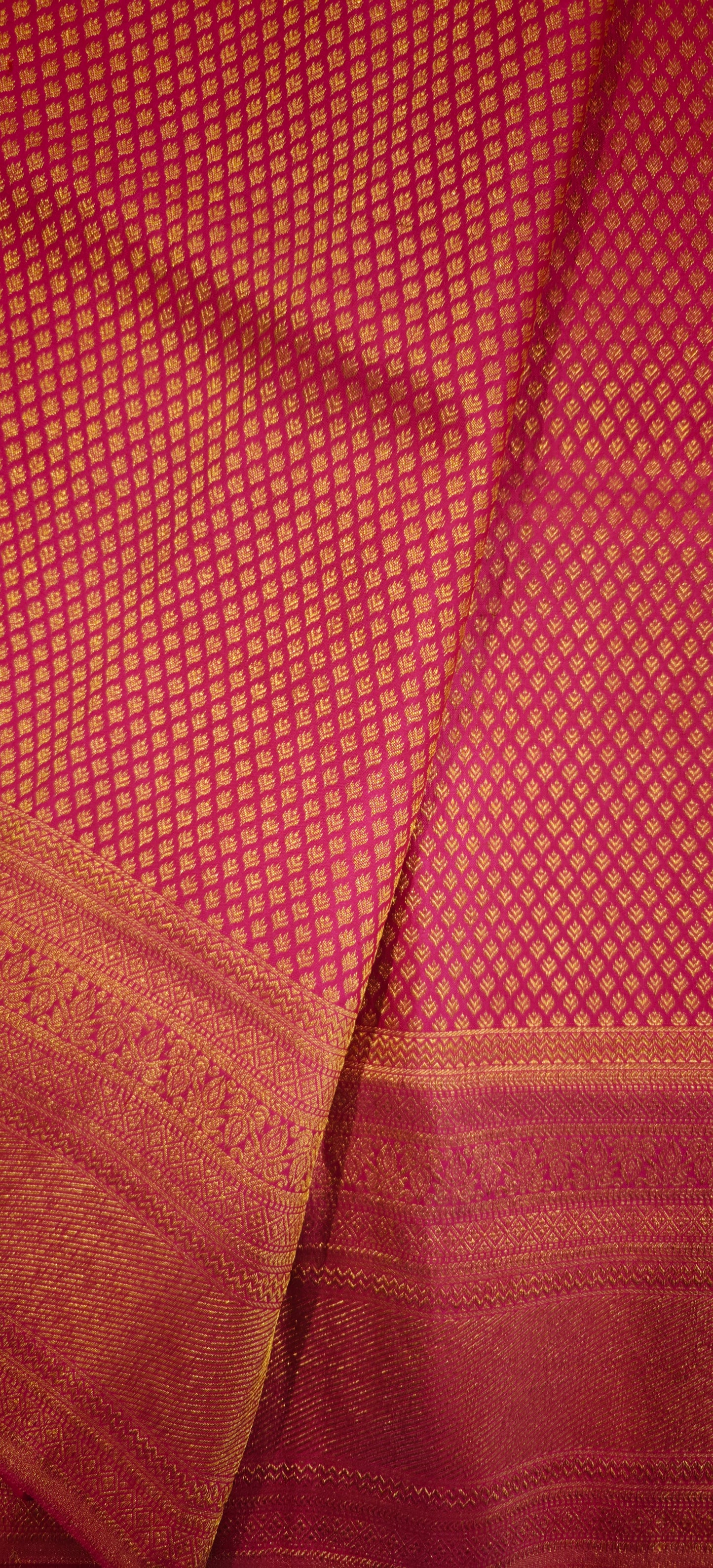 Pink and Golden Brocade Woven -Gadwal Silk Sari