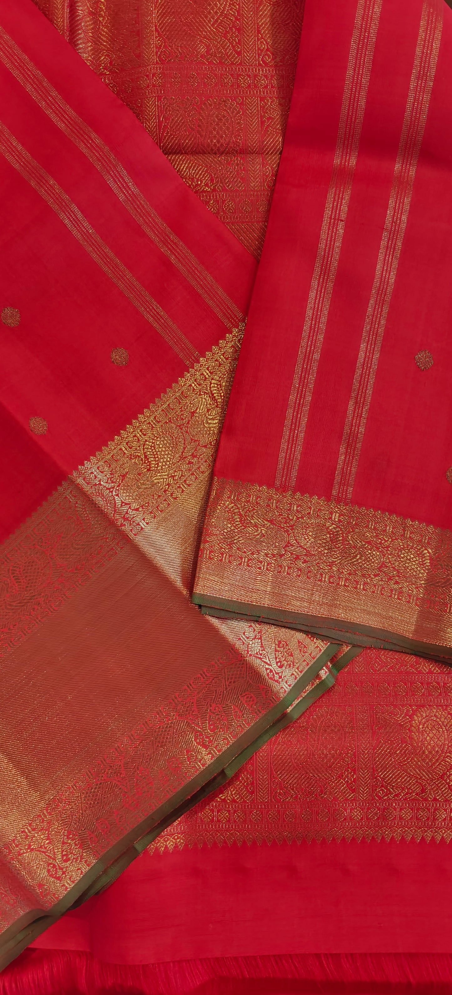 Crimson red kanjivaram silk sari