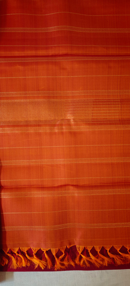 Maroon and Mustard kanjivaram
