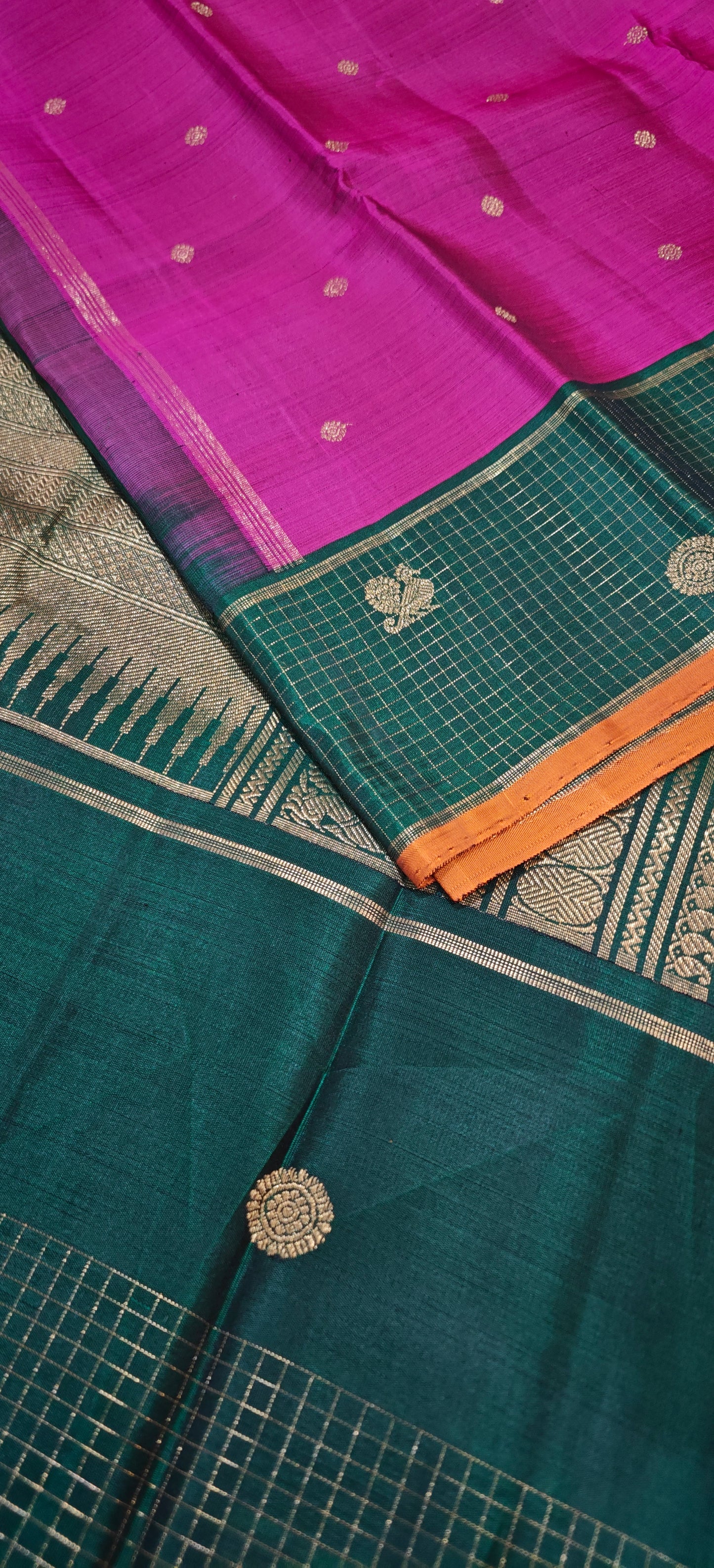 Magenta and green kanjivaram silk saree