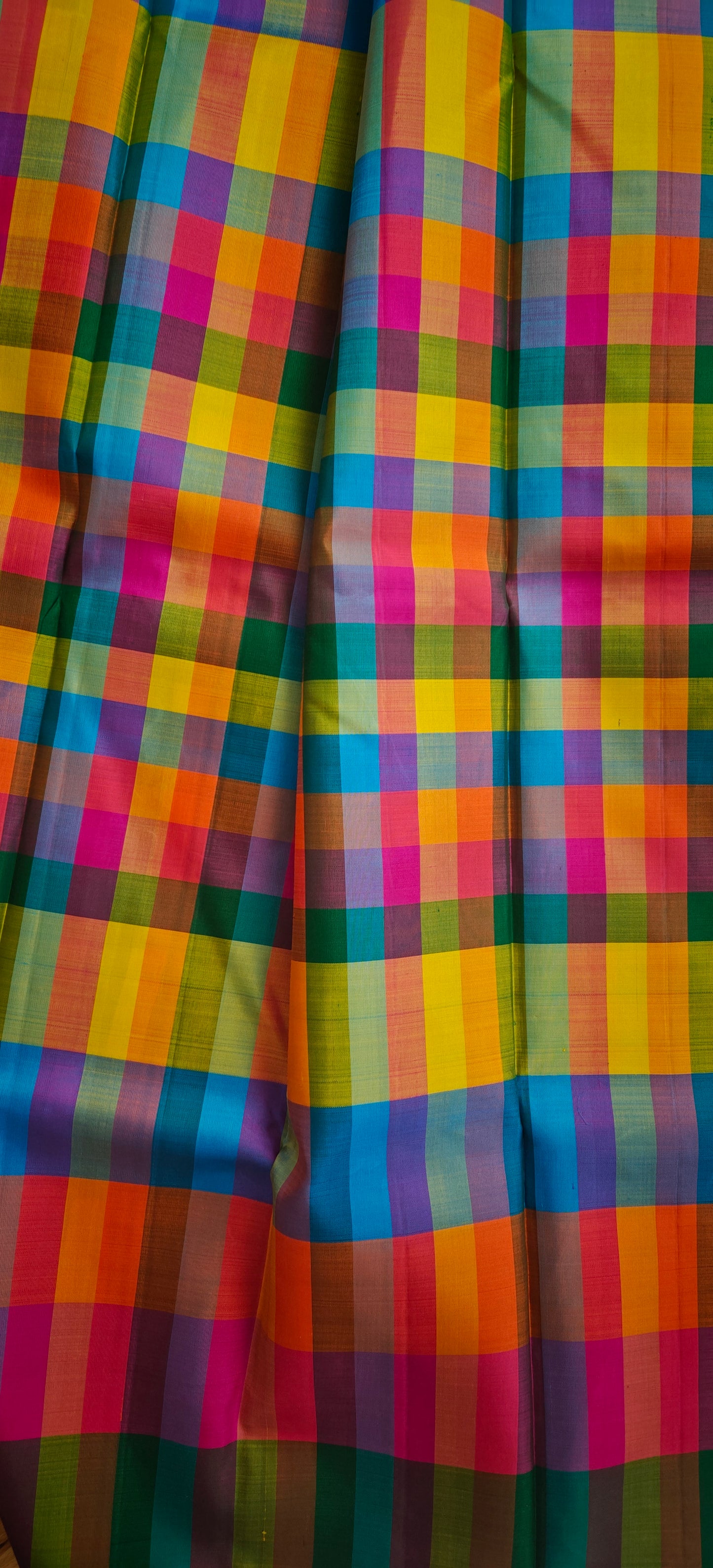 Black and multi colour checks kanjivaram silk saree