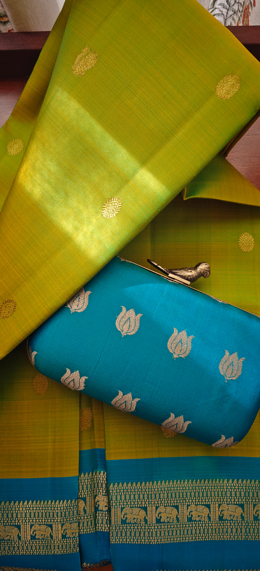 Aqua Blue Silk Clutch