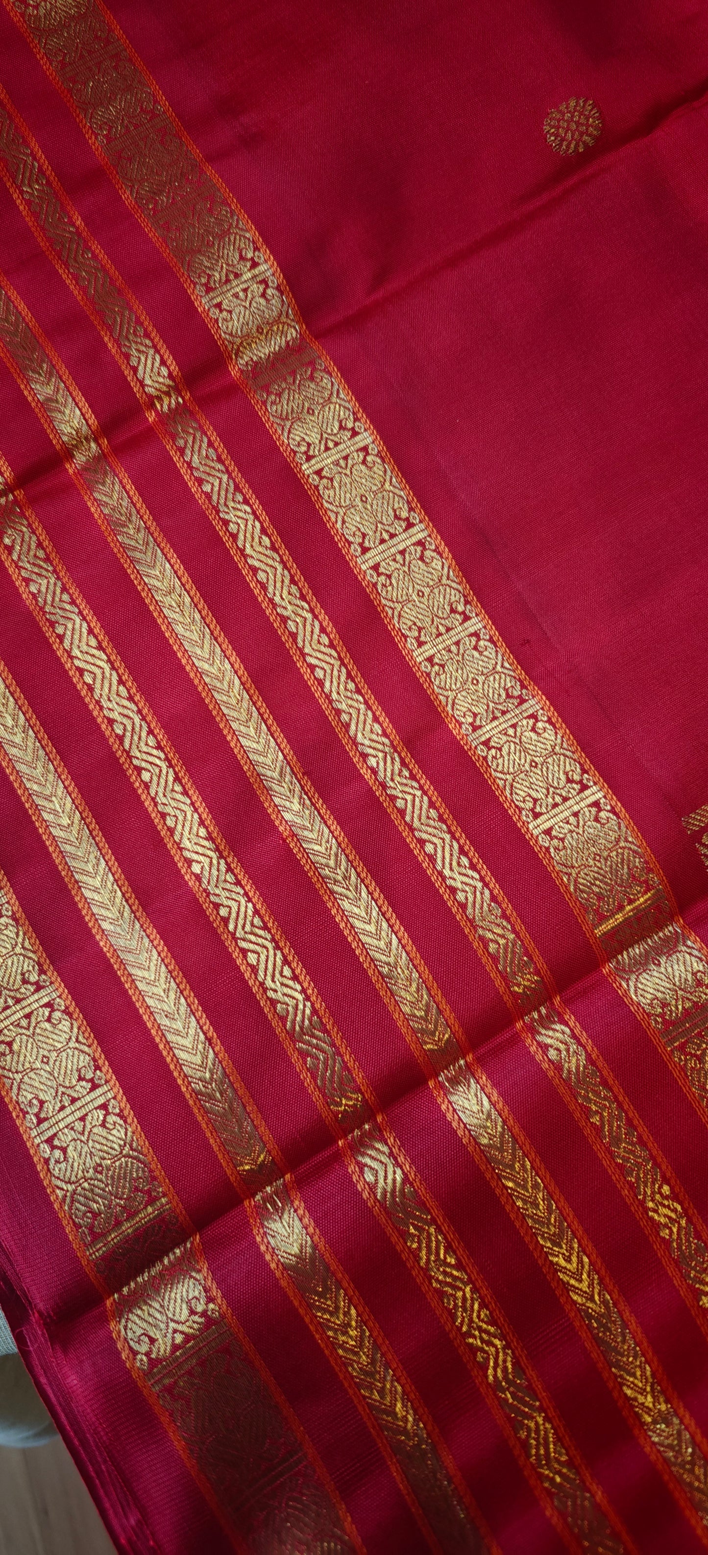 Emerald green and red Kanjivaram silk saree