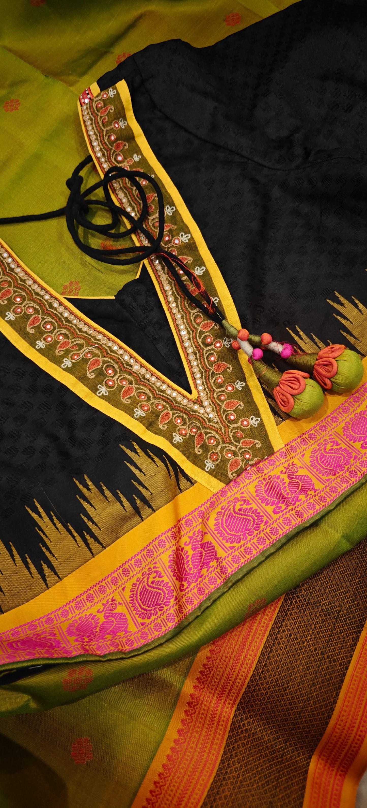 Black Silk Handcrafted Blouse