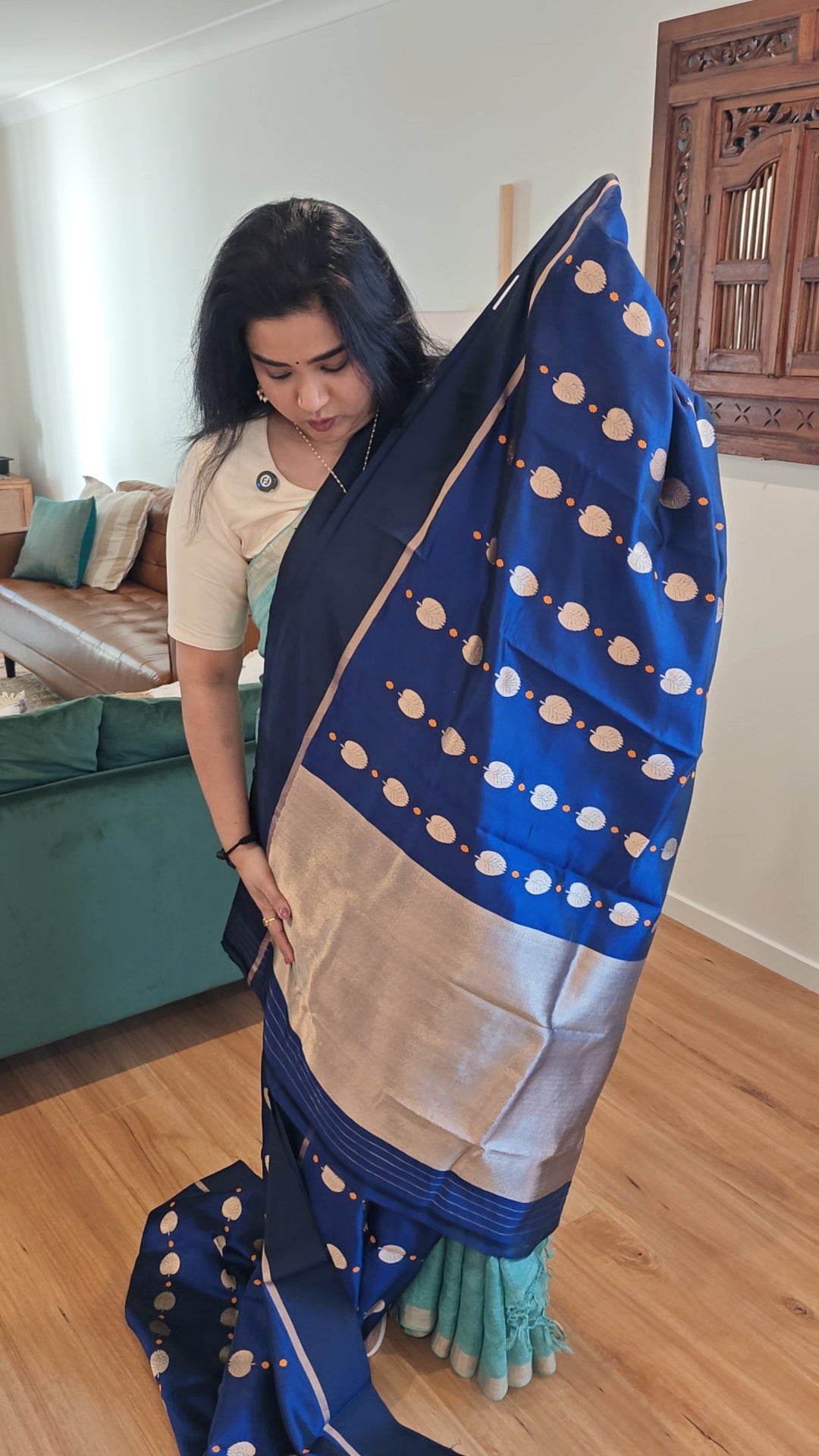 Royal Blue Chanderi Silk Sari