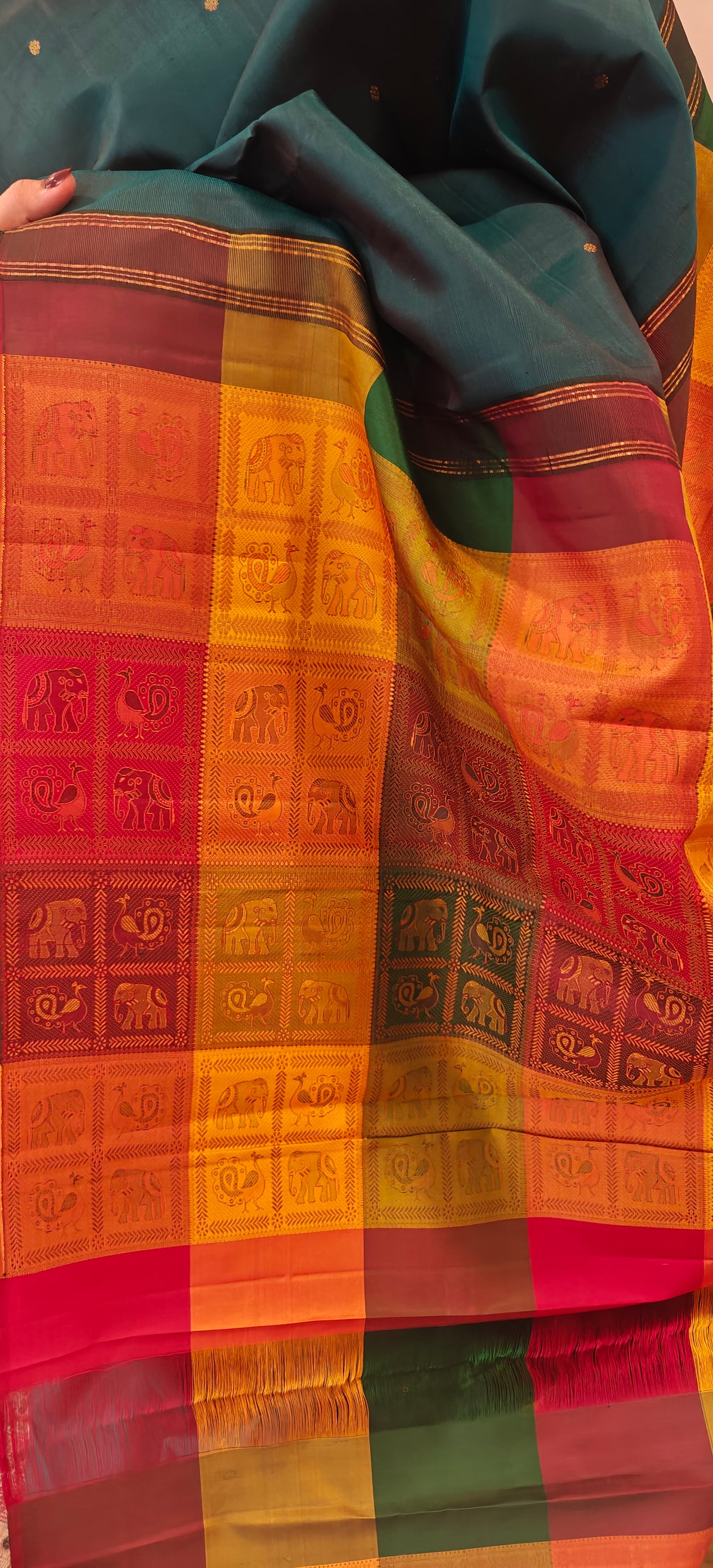 Green with Bomkai Pallu