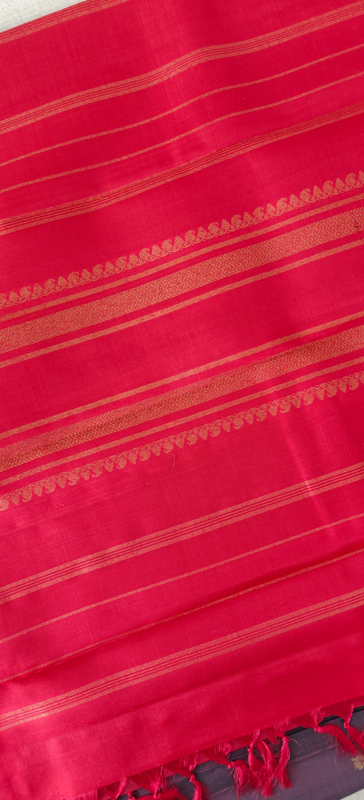 Grey with purple undertone and Red Mubbagam kanjivaram