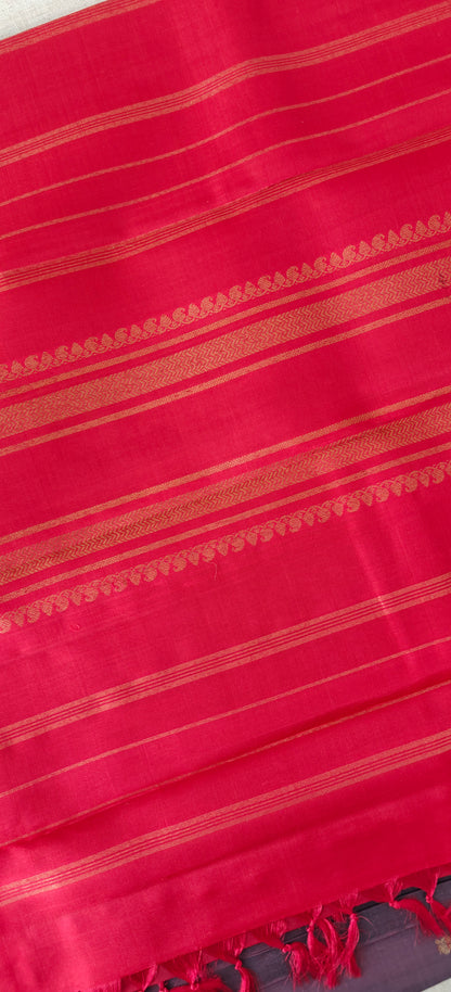 Grey with purple undertone and Red Mubbagam kanjivaram