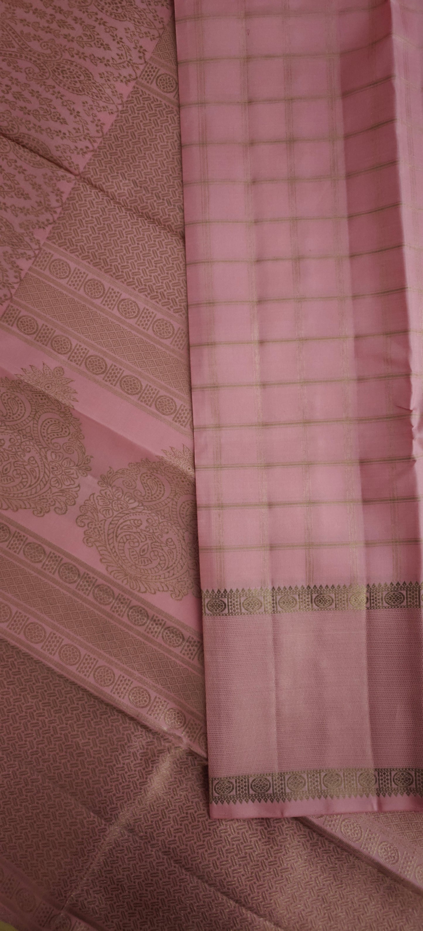 Pastel pink pure zari kanjivaram