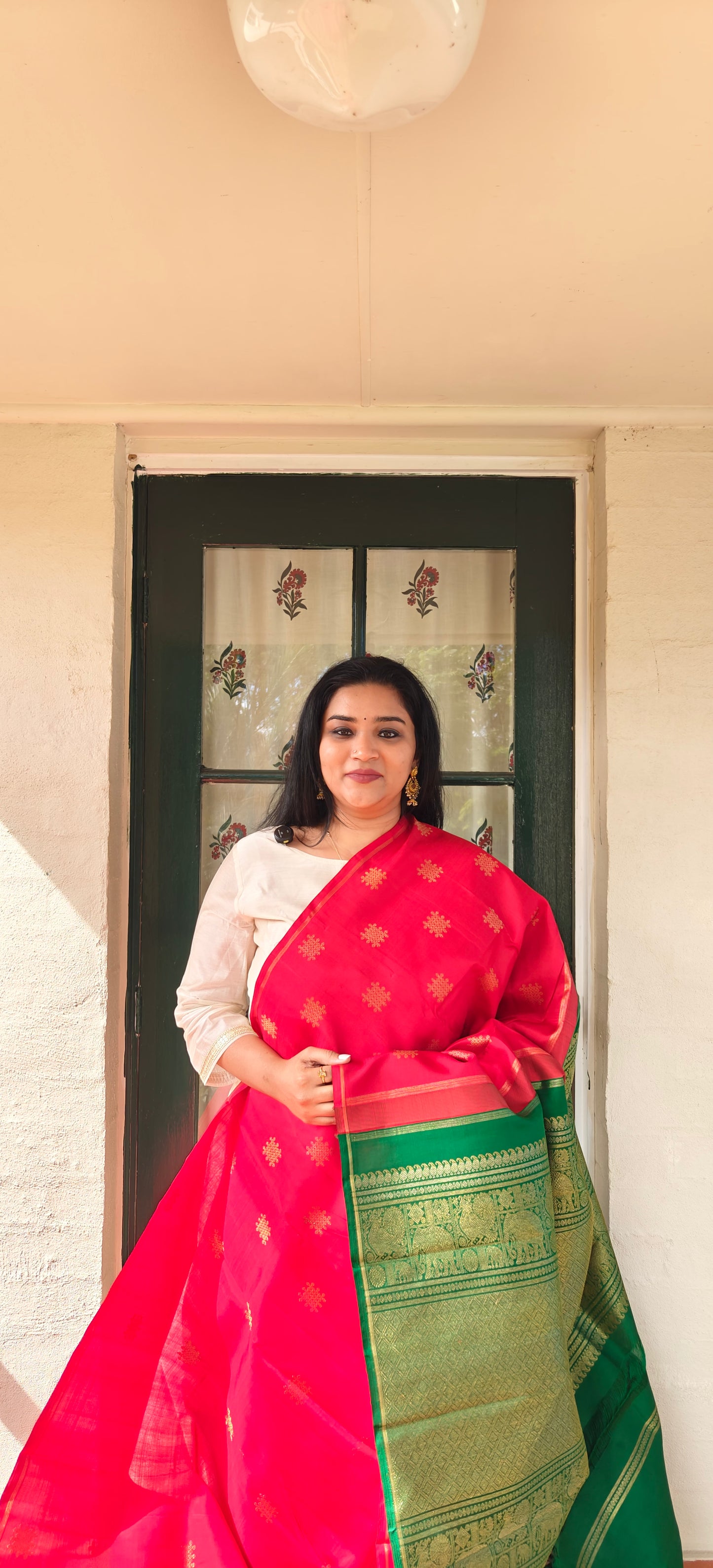 Chilly Red and Green -Kanjivaram Silk Saree