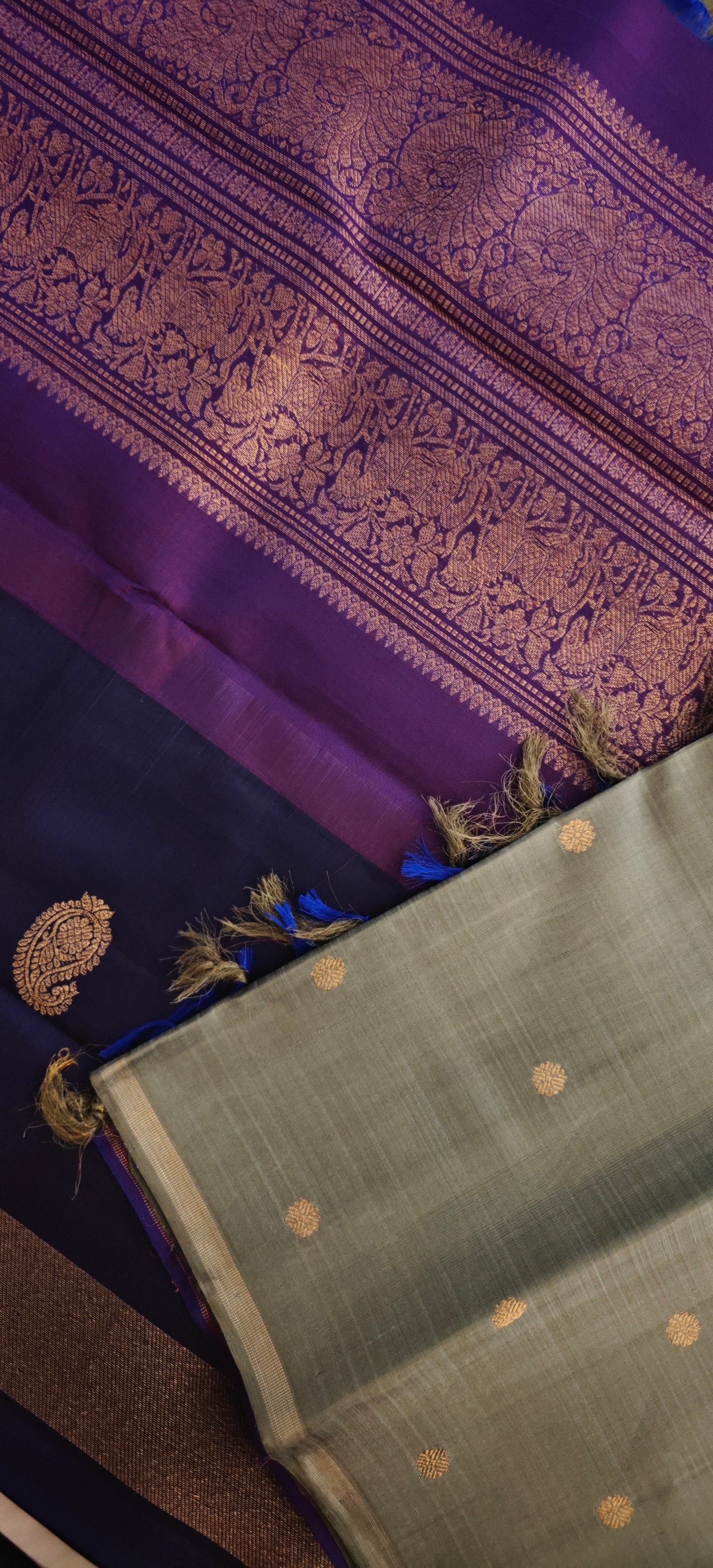 Pastel Green Double Pallu Kanjivaram silk saree