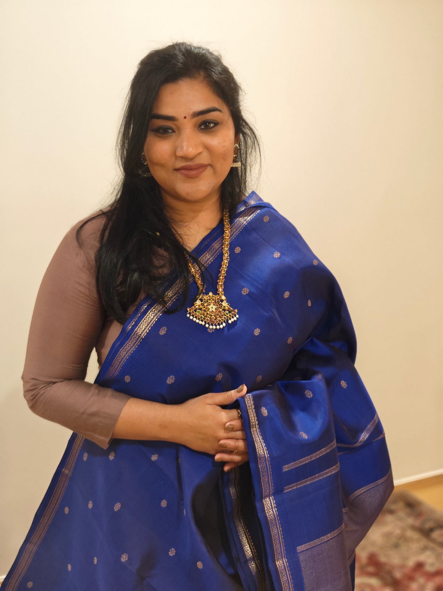 Ink Blue Kanjivaram silk saree