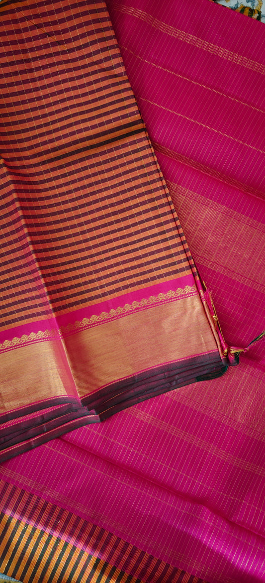 Mustard and green kanjivaram silk saree