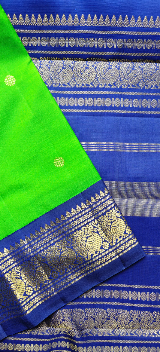 Green and Blue Kanjivaram silk saree