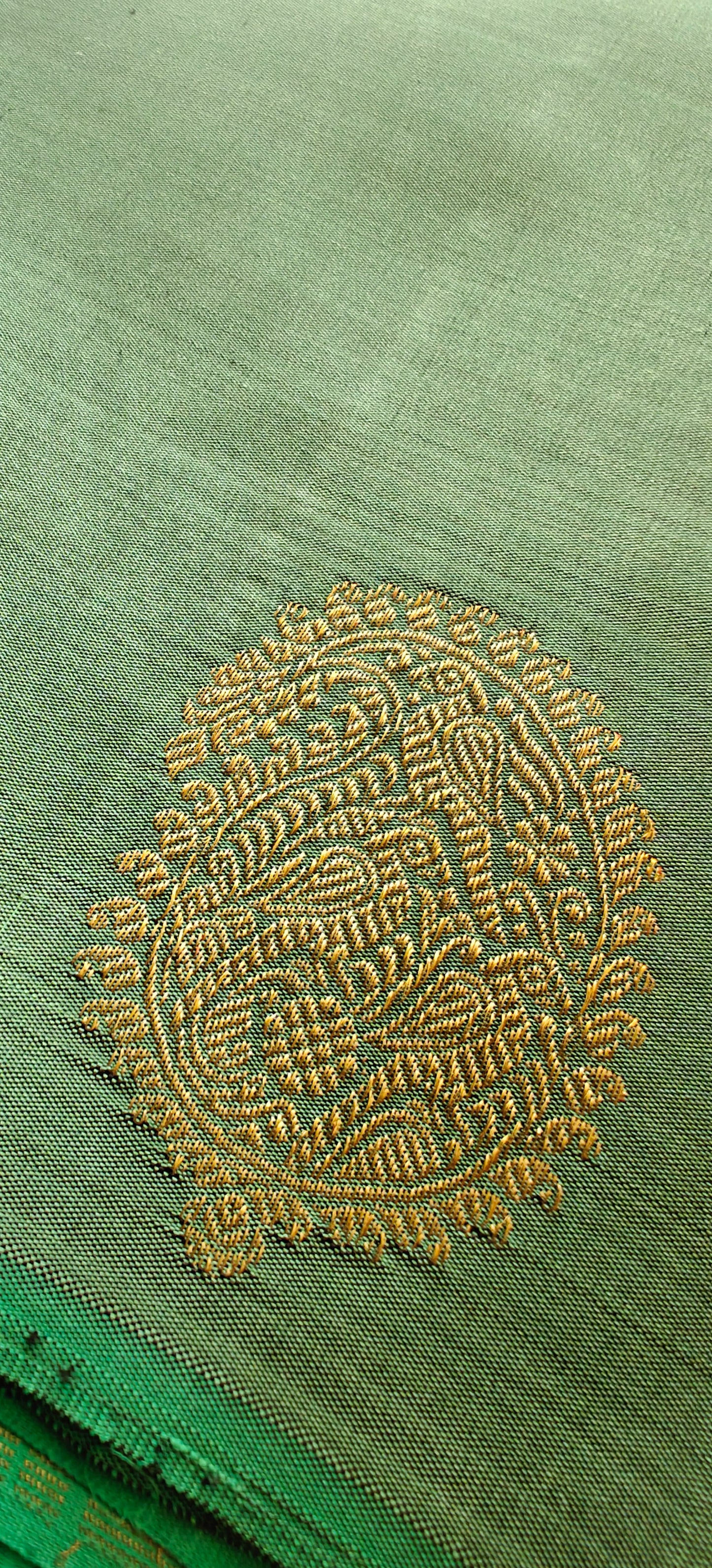 Jade Green with Turquoise Blue-Kanjivaram Silk Saree