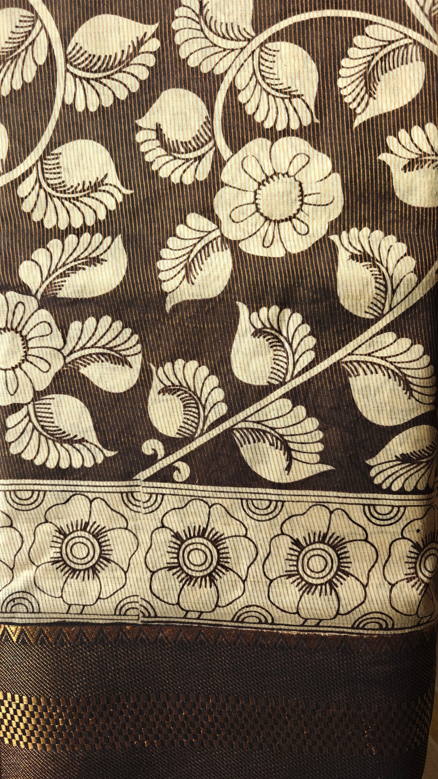 Pen Kalamkari Silk Sari- Women Farming