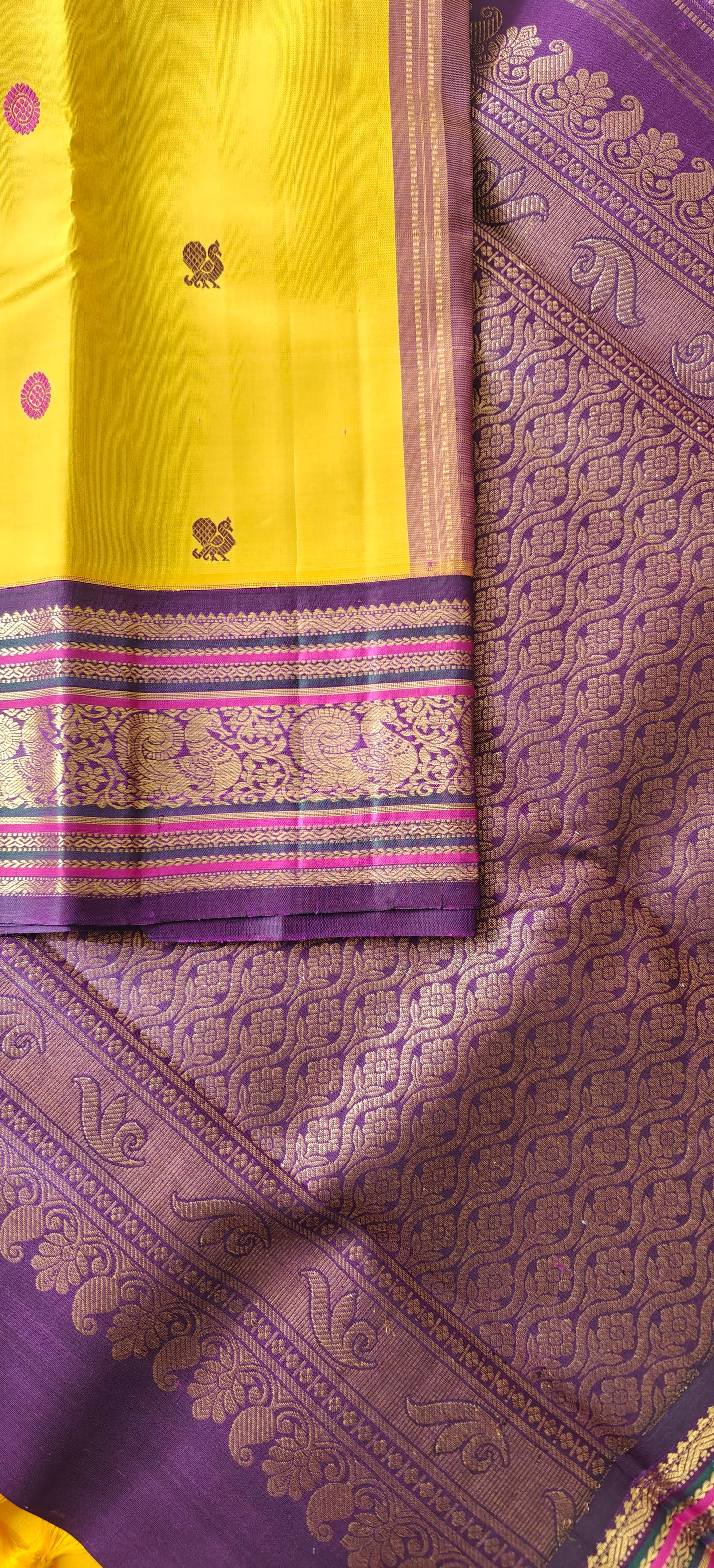 Sunflower Yellow with Purple Border