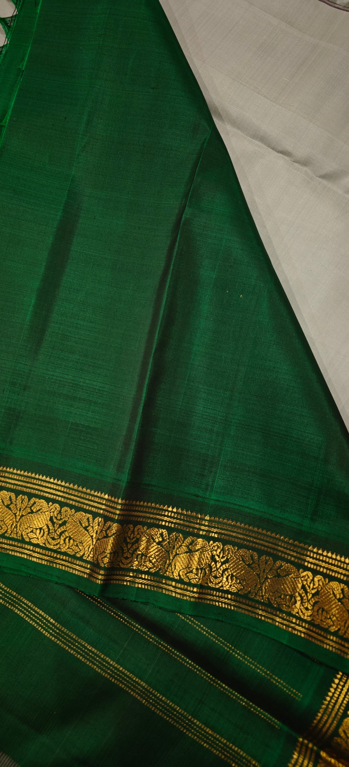Light blue and bottle green kanjivaram silk saree