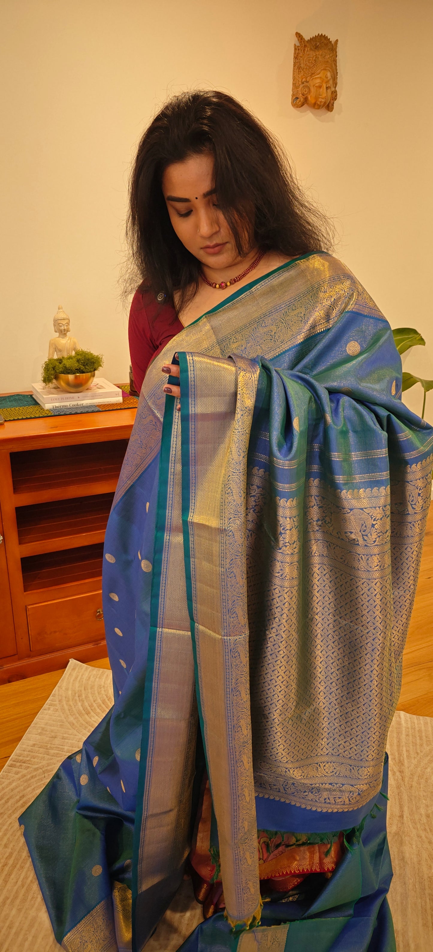 Kalyana Edit - Peacock blue kanjivaram silk saree