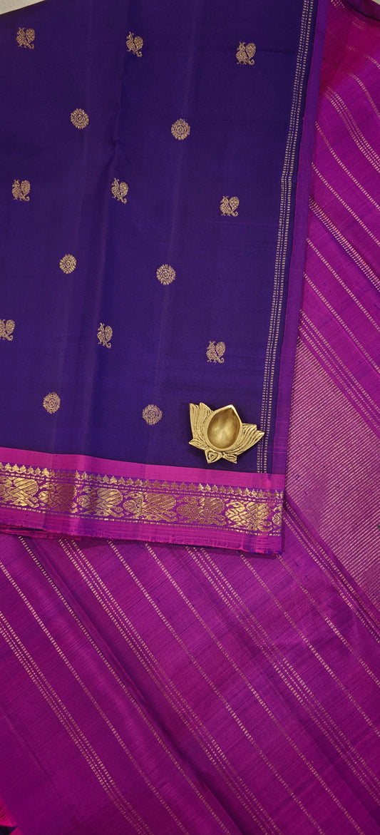 Violet and Pink kanjivaram silk saree