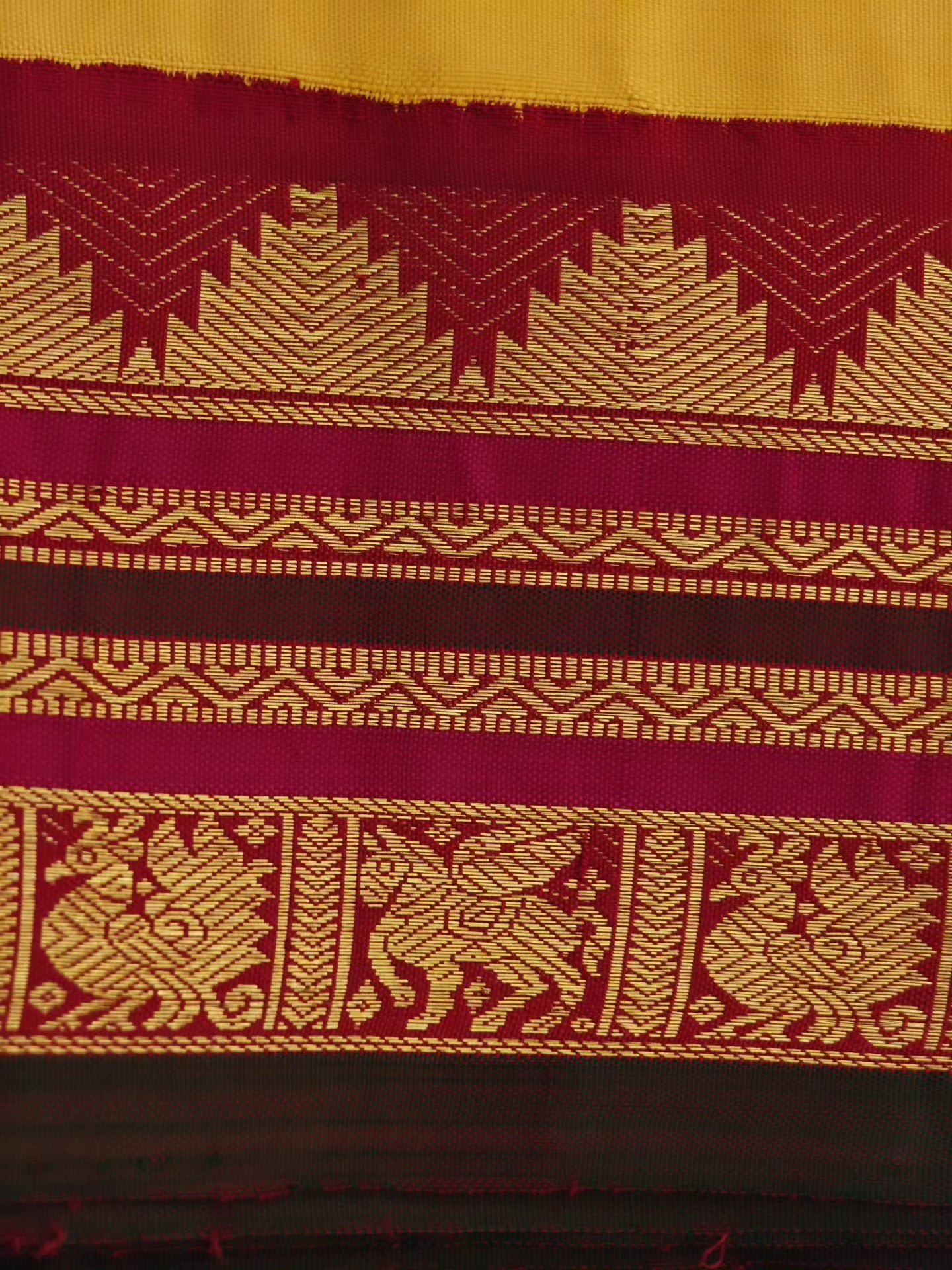 Yellow and red korvai -Kanjivaram Silk Saree
