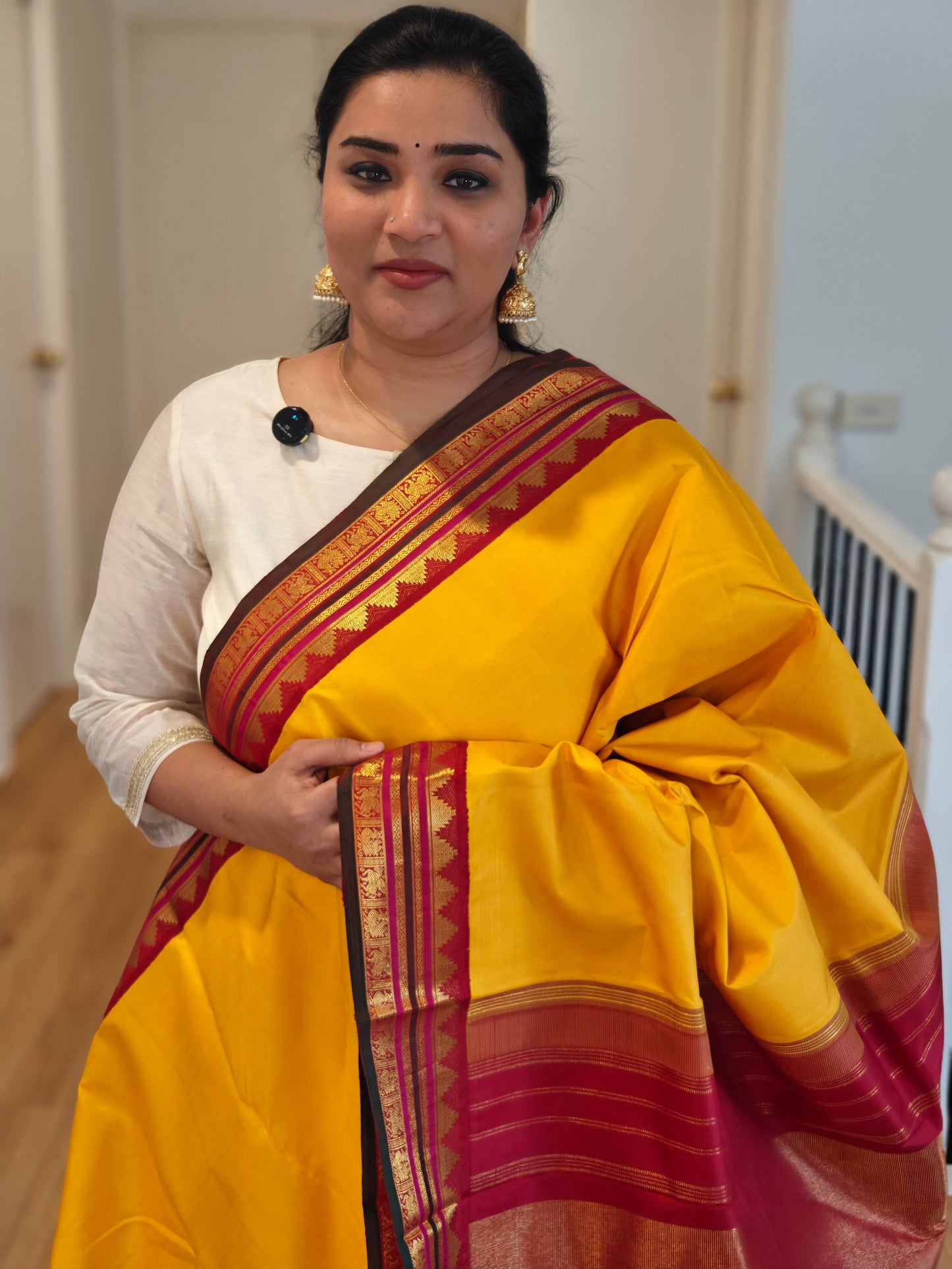 Yellow and red korvai -Kanjivaram Silk Saree