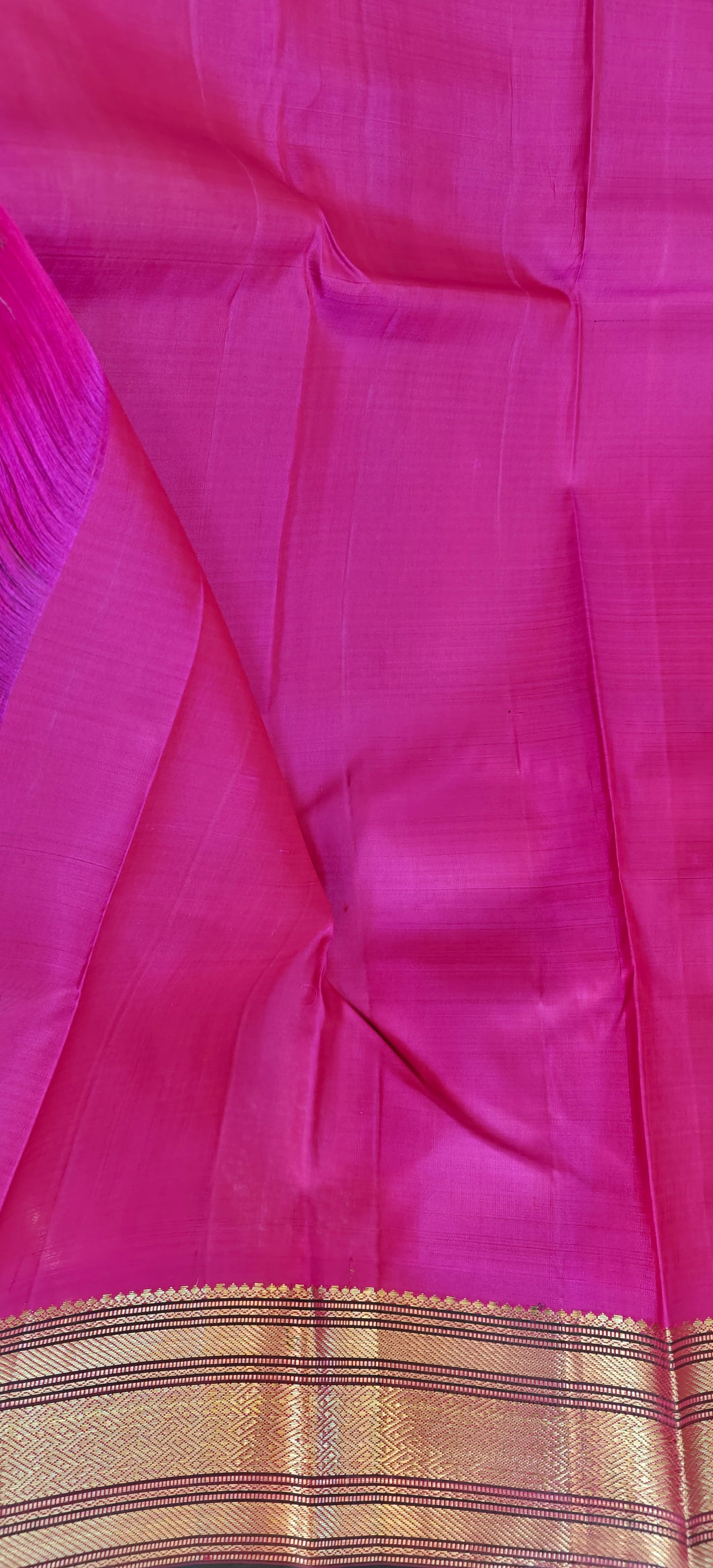Dark blue and white micro check  with pink-Kanjivaram Silk Saree