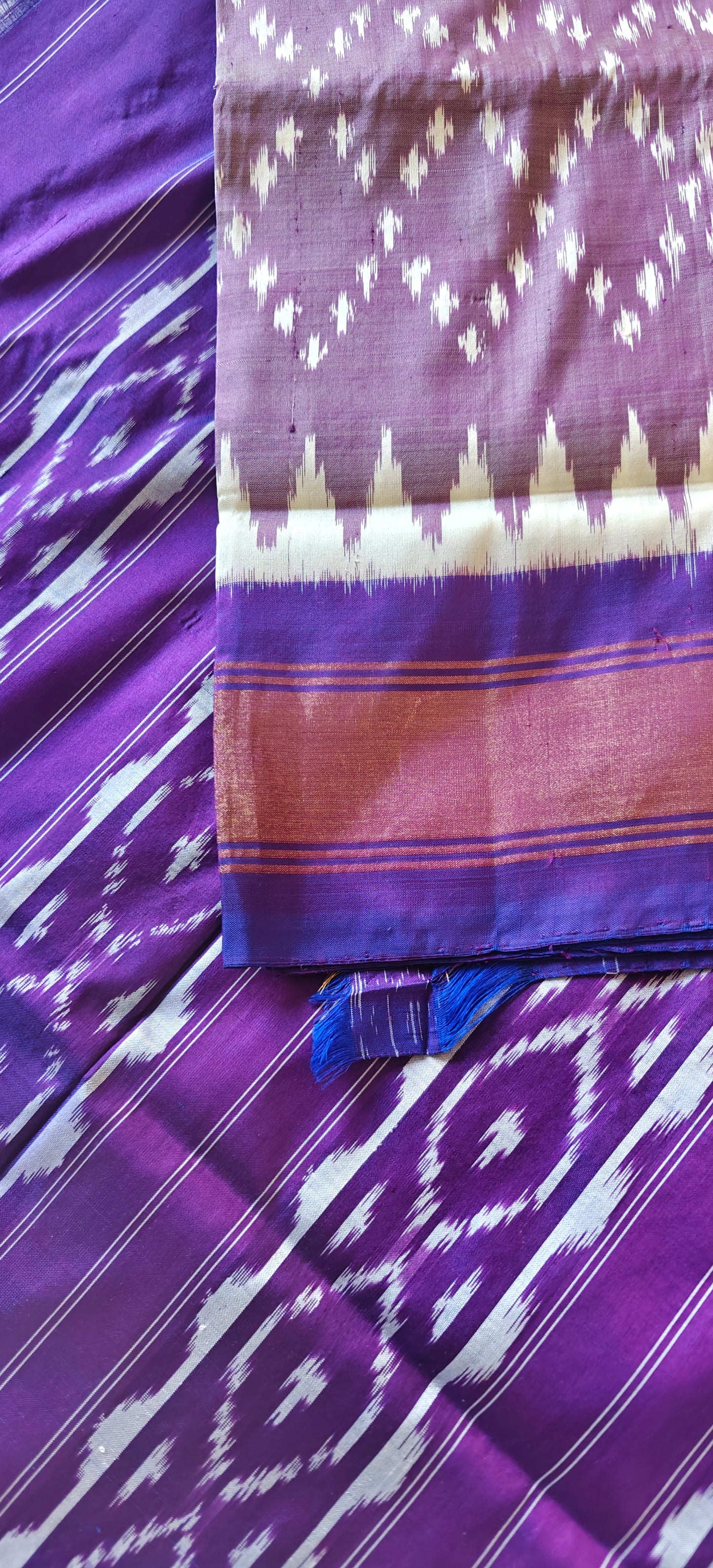 Lilac Ikkat Silk Sari
