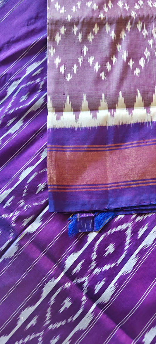 Lilac Ikkat Silk Sari