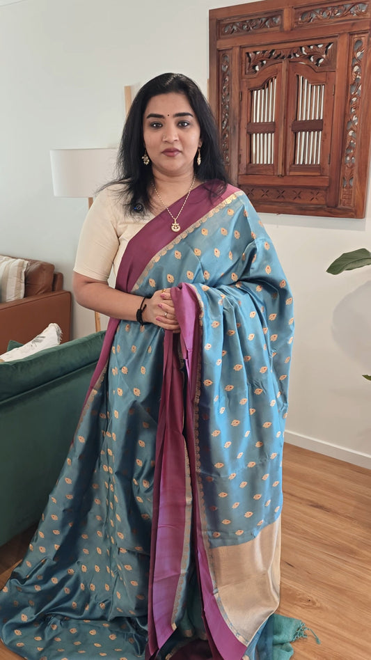 Bluish Grey Chanderi Silk