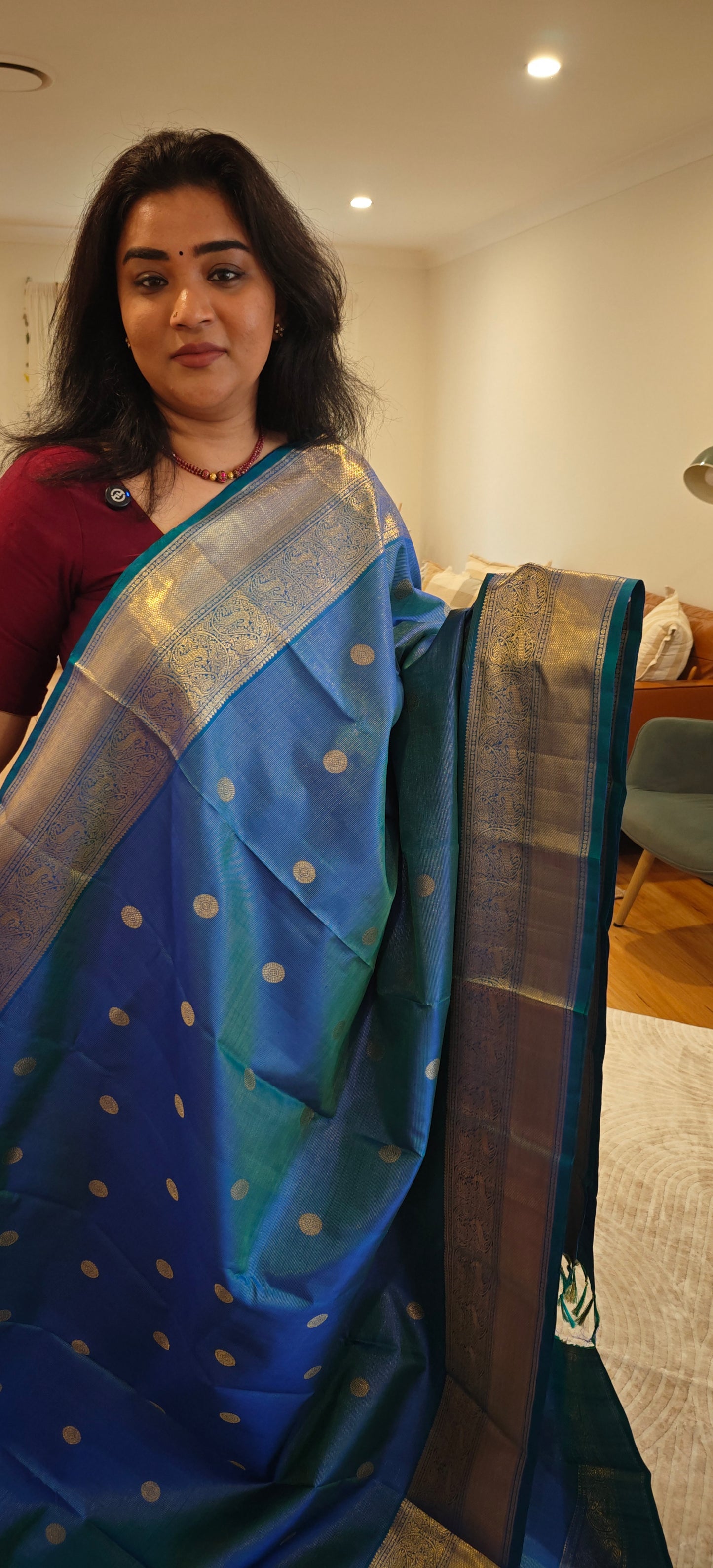 Kalyana Edit - Peacock blue kanjivaram silk saree