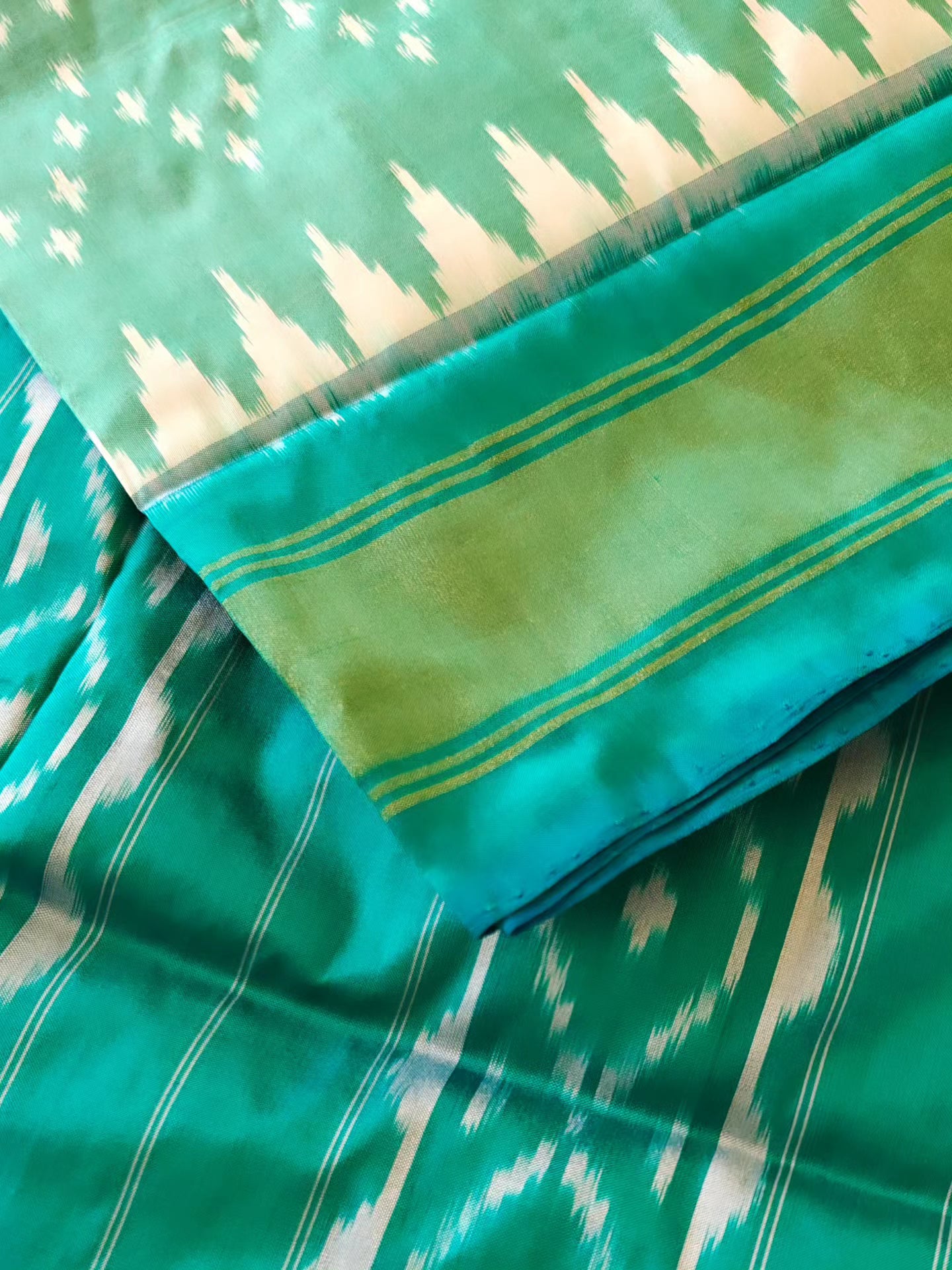 Ice Blue Ikkat Silk Sari