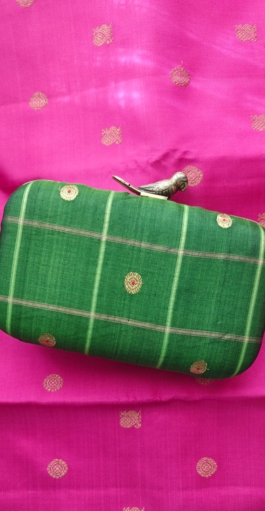 Leaf Green Silk Clutch