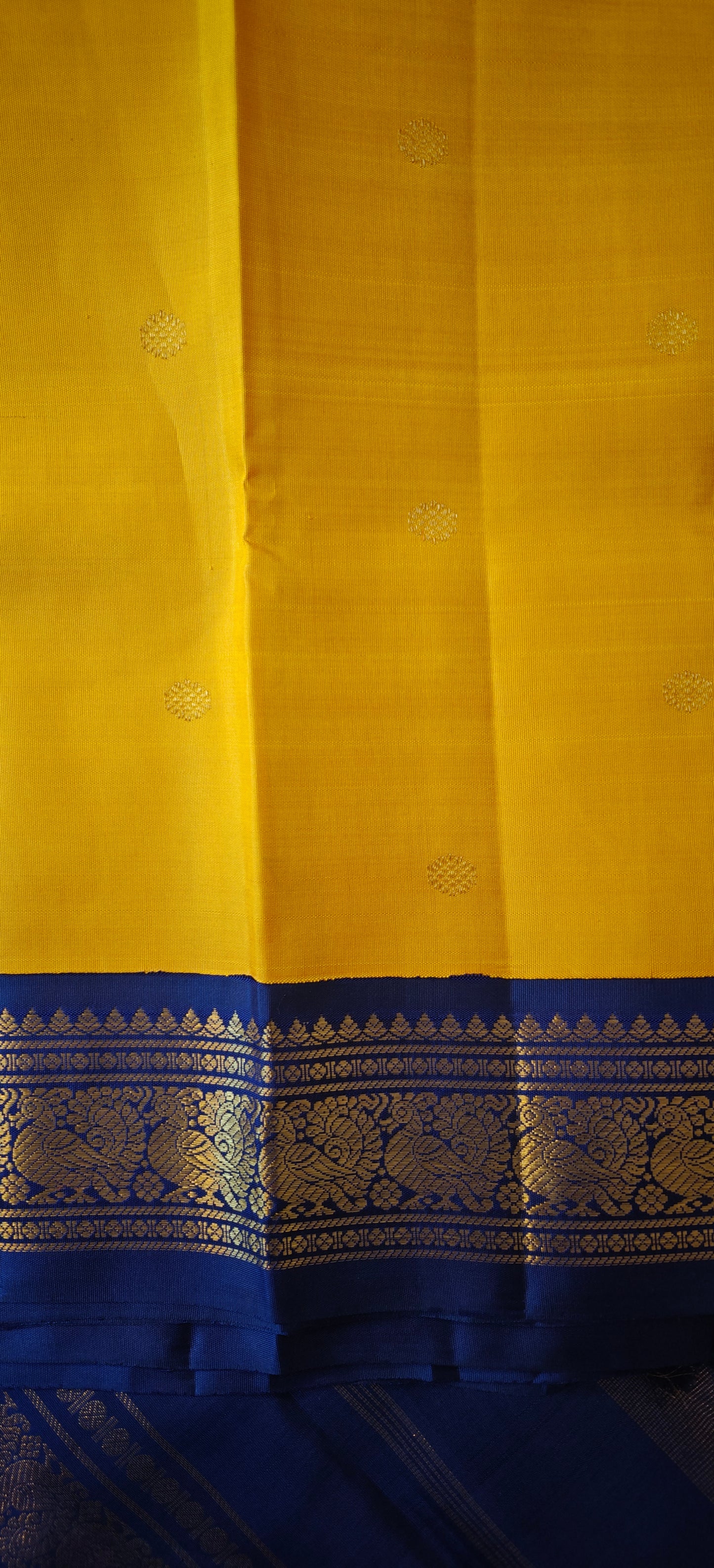 Yellow and Blue Kanjivaram silk saree