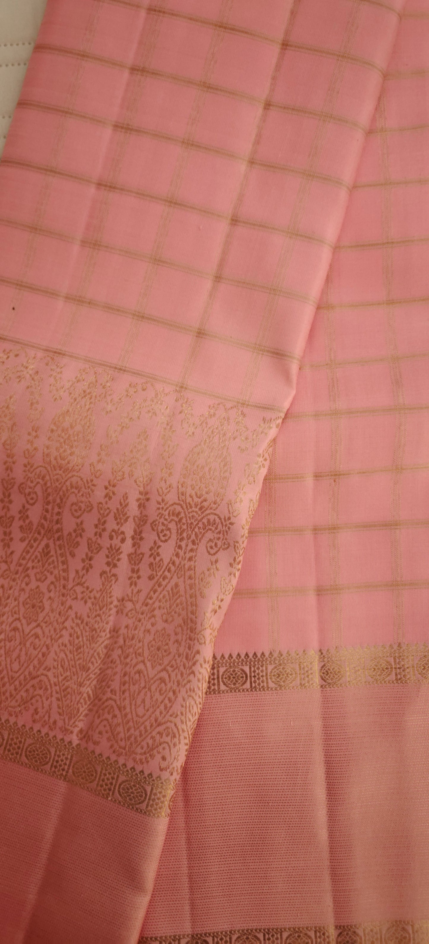 Pastel pink pure zari kanjivaram