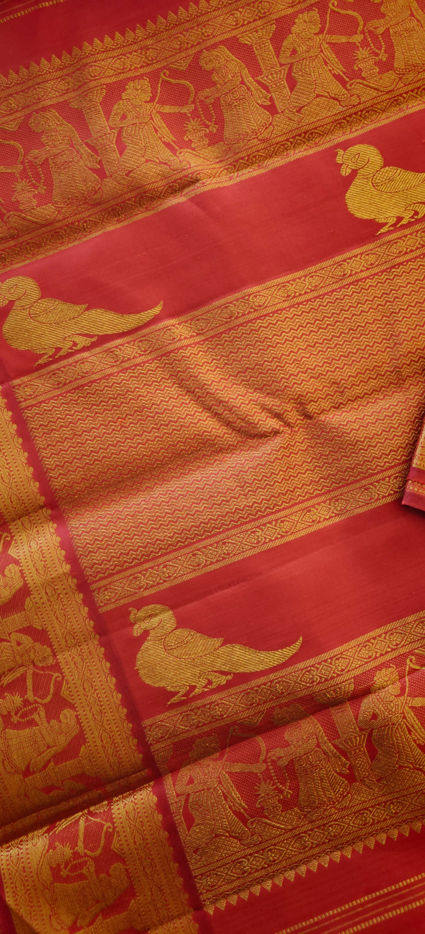 Green and Red -Handwoven Kanjivaram Sari