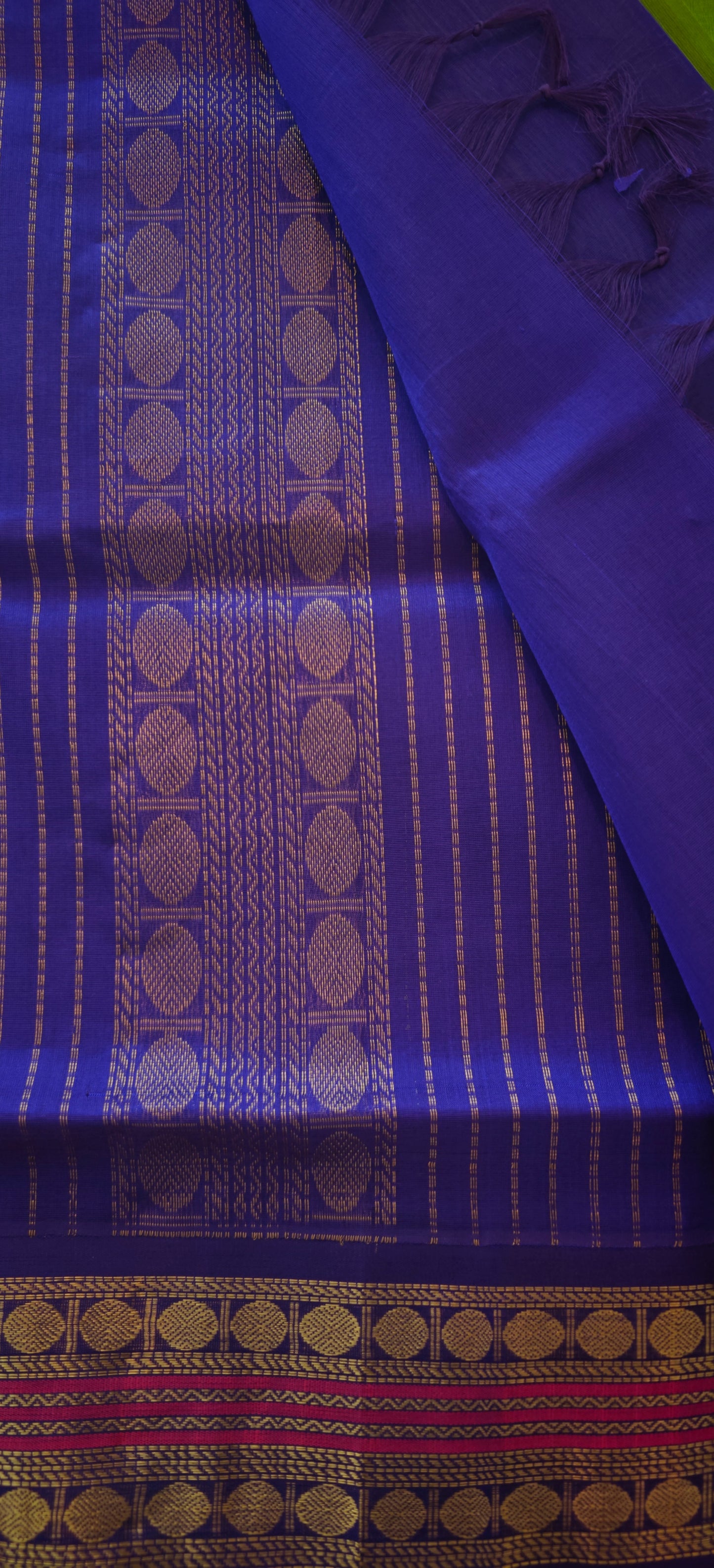 Parrot green and purple Kanjivaram silk cotton