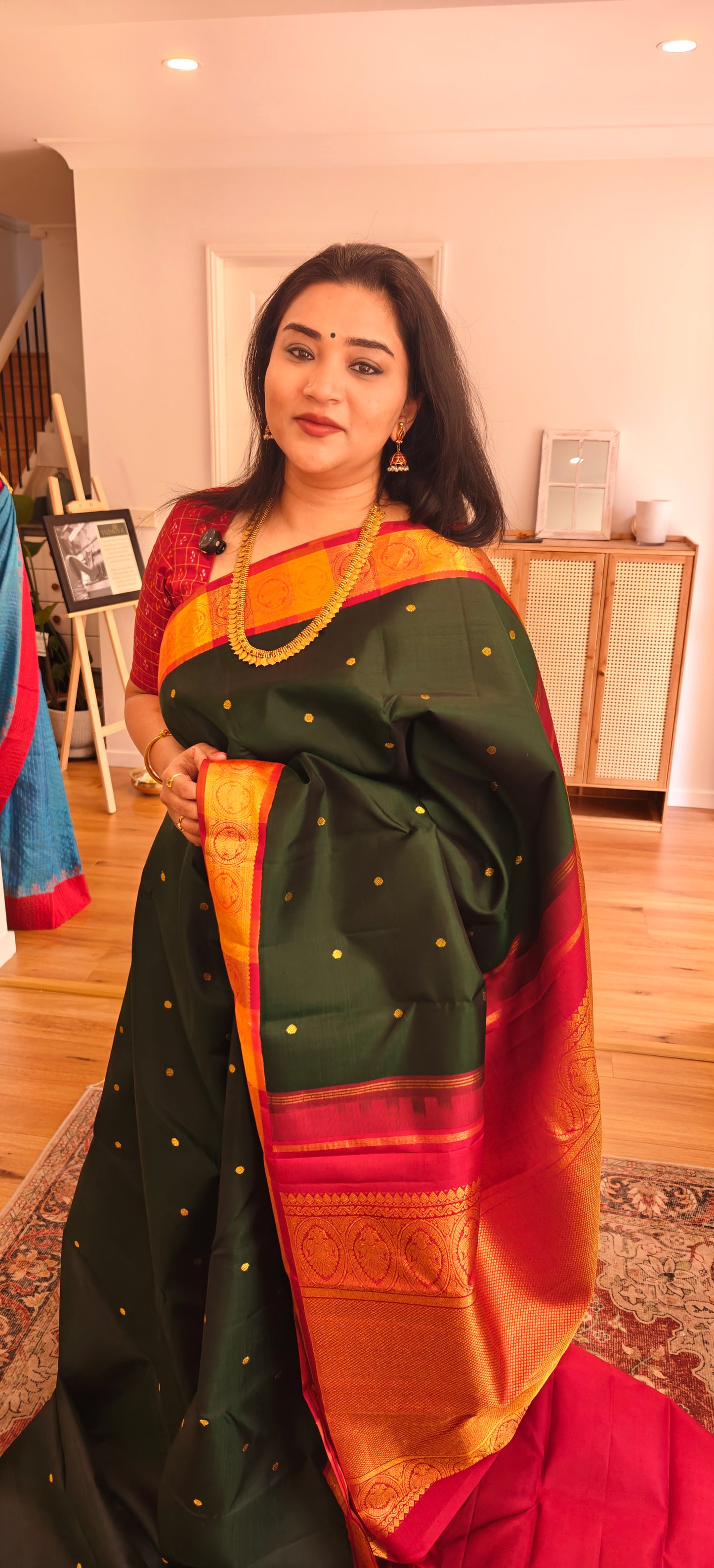 Dark green and red -Kanjivaram Silk Saree
